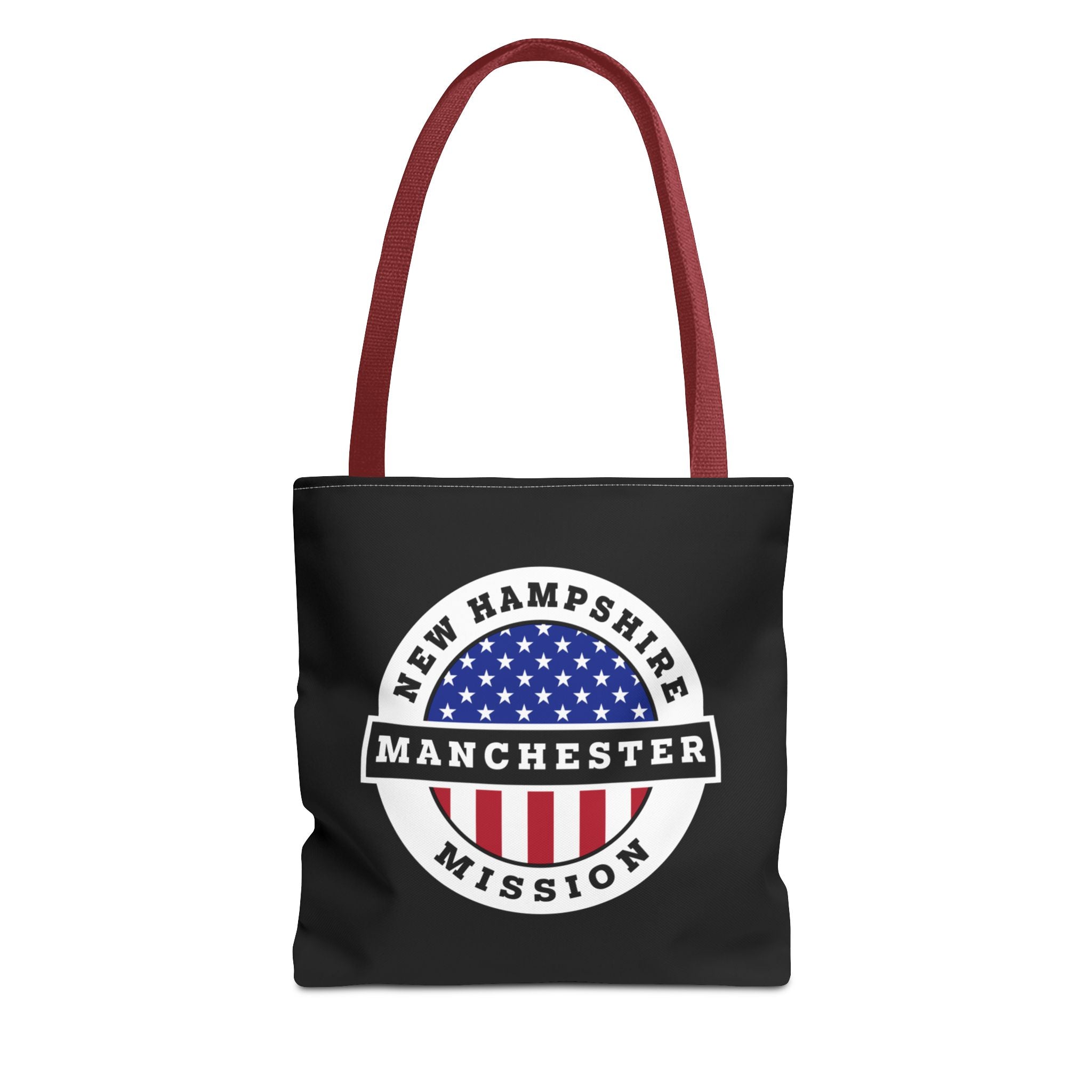 New Hampshire Manchester Mission USA Flag Logo Tote Bag Black - Mission Wishlist - LDS Missionary Gift Store