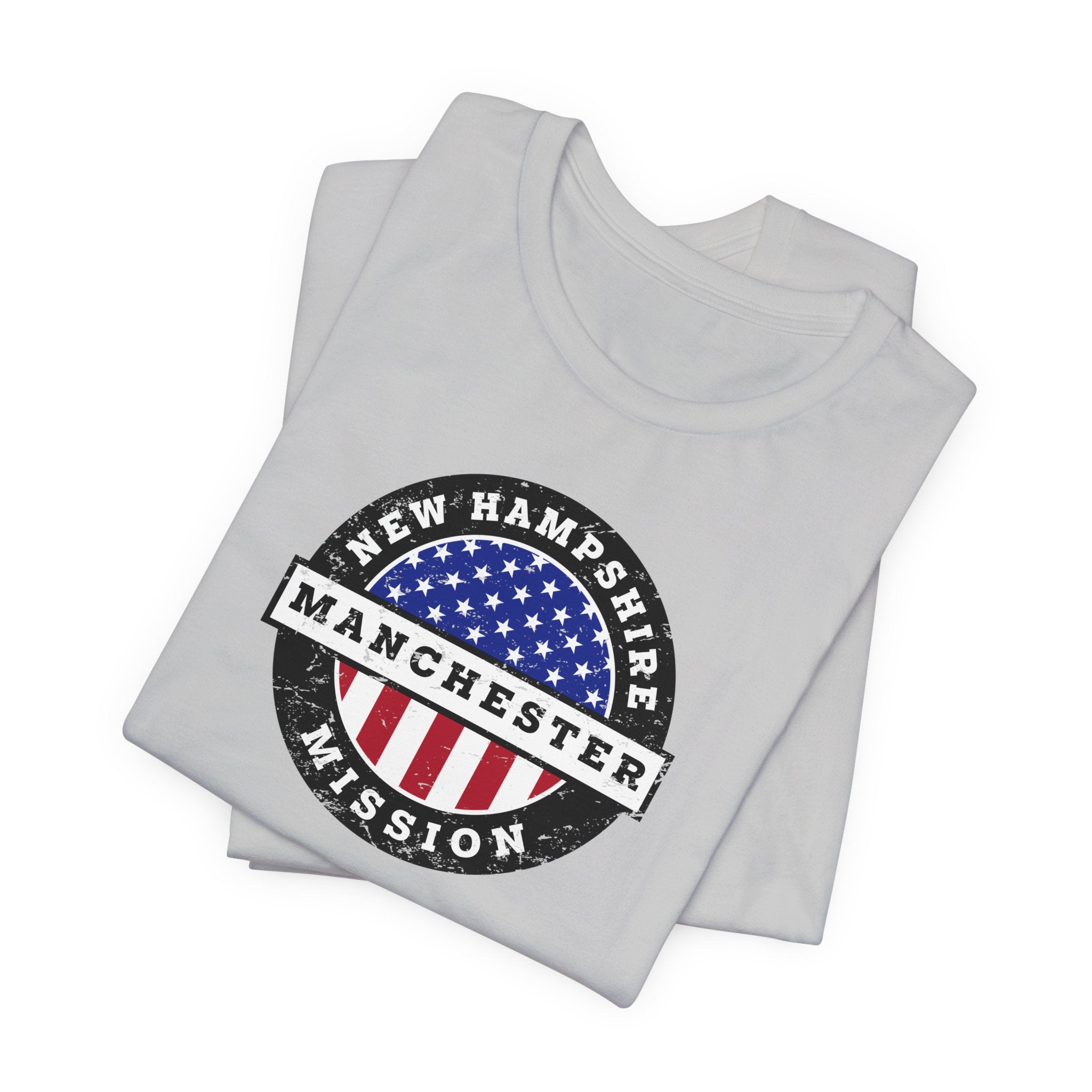 New Hampshire Manchester Mission Vintage Circular USA Flag T-Shirt - Mission Wishlist - LDS Missionary Gift Store