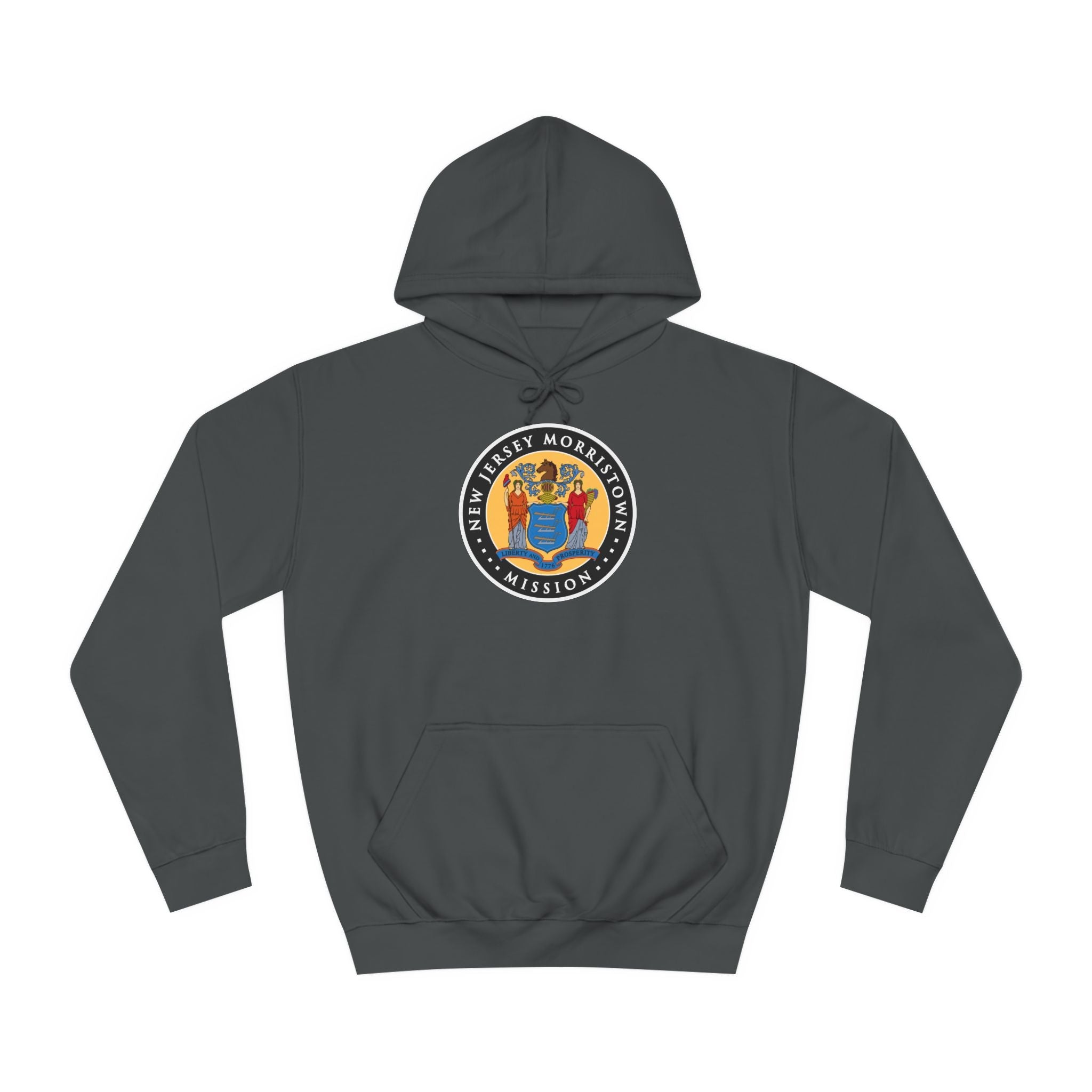 New Jersey Morristown Mission State Flag Logo (Black Border) College Hoodie - Mission Wishlist - LDS Missionary Gift Store