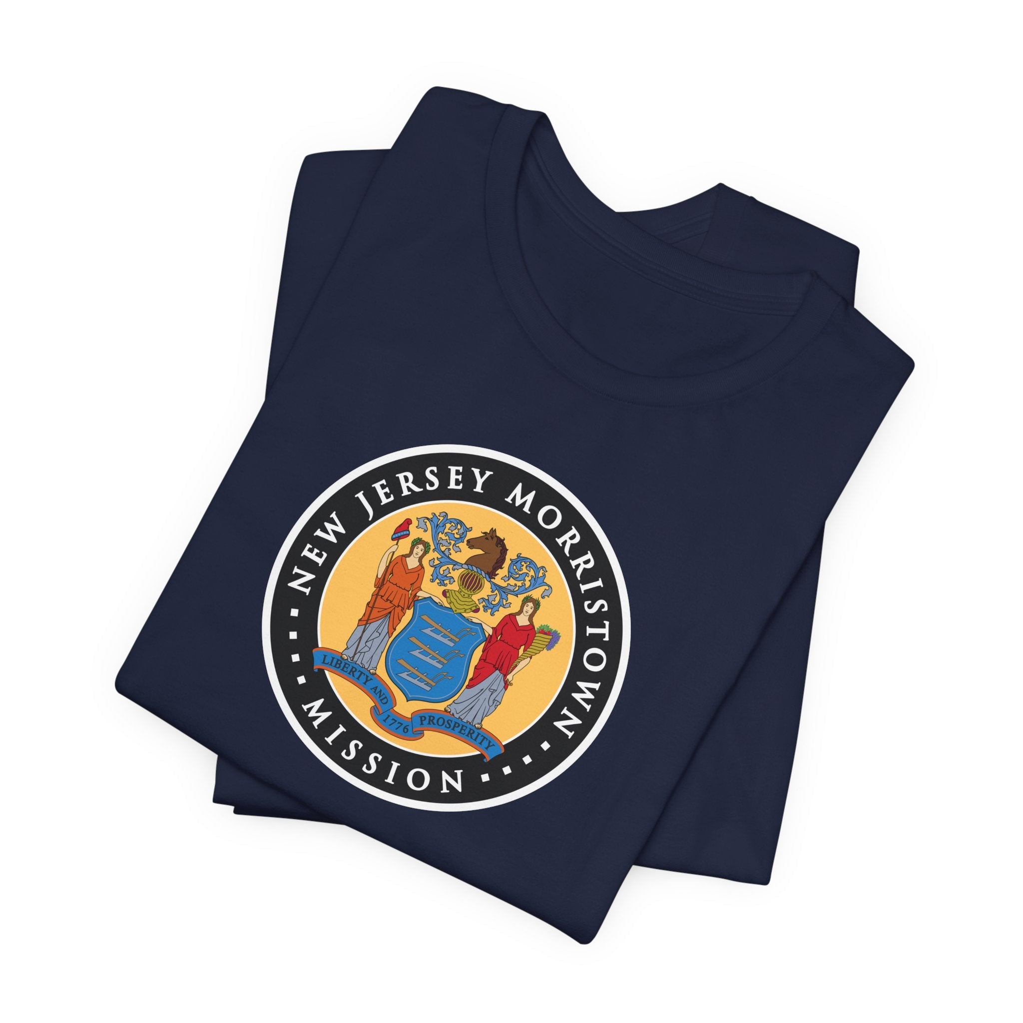 New Jersey Morristown Mission State Flag Logo (Black Border) T-shirt - Latter-Day Saint LDS Missionary Gift - Book of Mormon