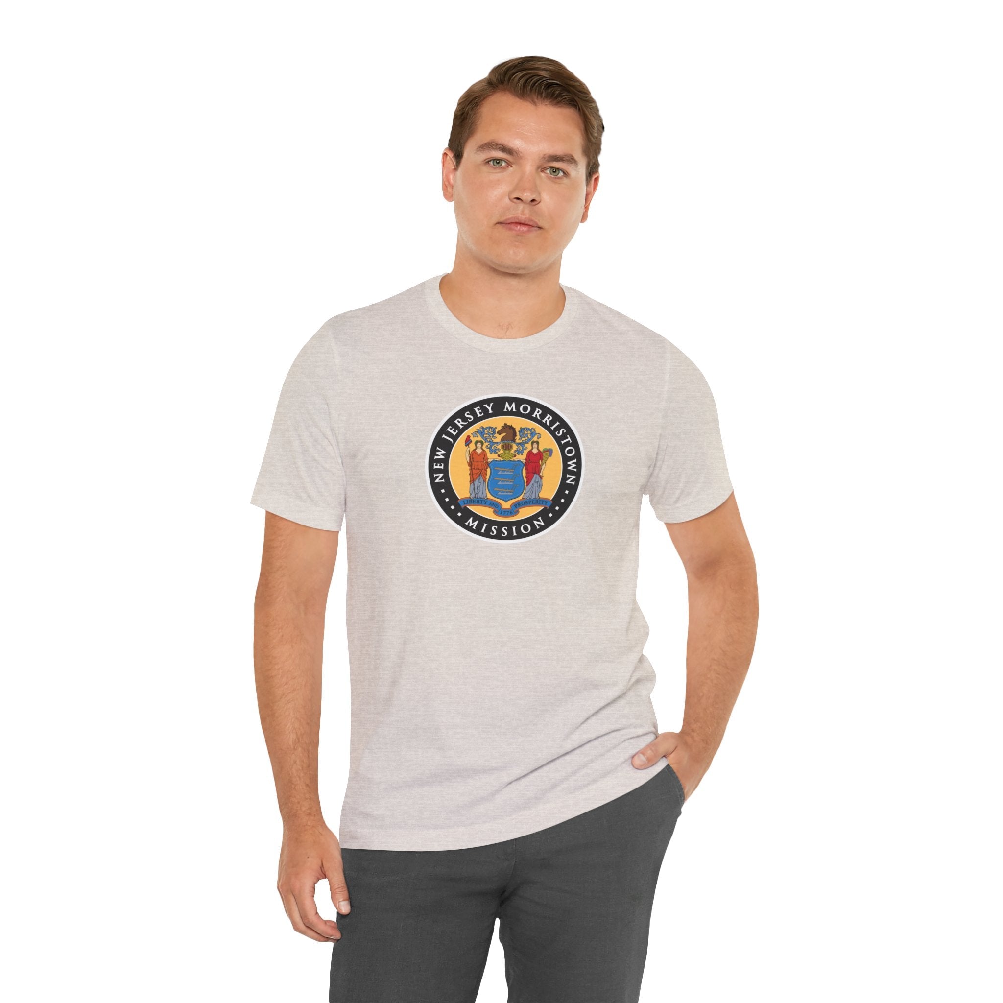 New Jersey Morristown Mission State Flag Logo (Black Border) T-shirt - Latter-Day Saint LDS Missionary Gift - Book of Mormon