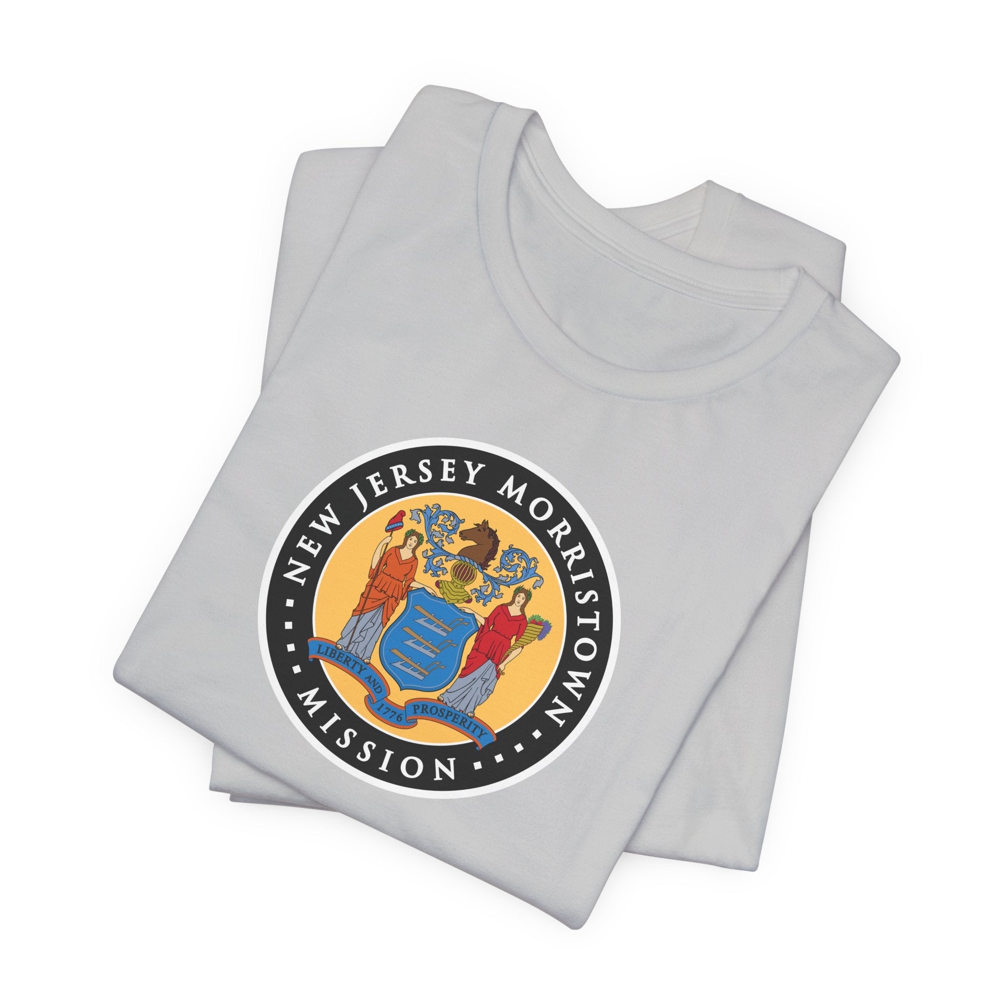 New Jersey Morristown Mission State Flag Logo (Black Border) T-shirt - Latter-Day Saint LDS Missionary Gift - Book of Mormon