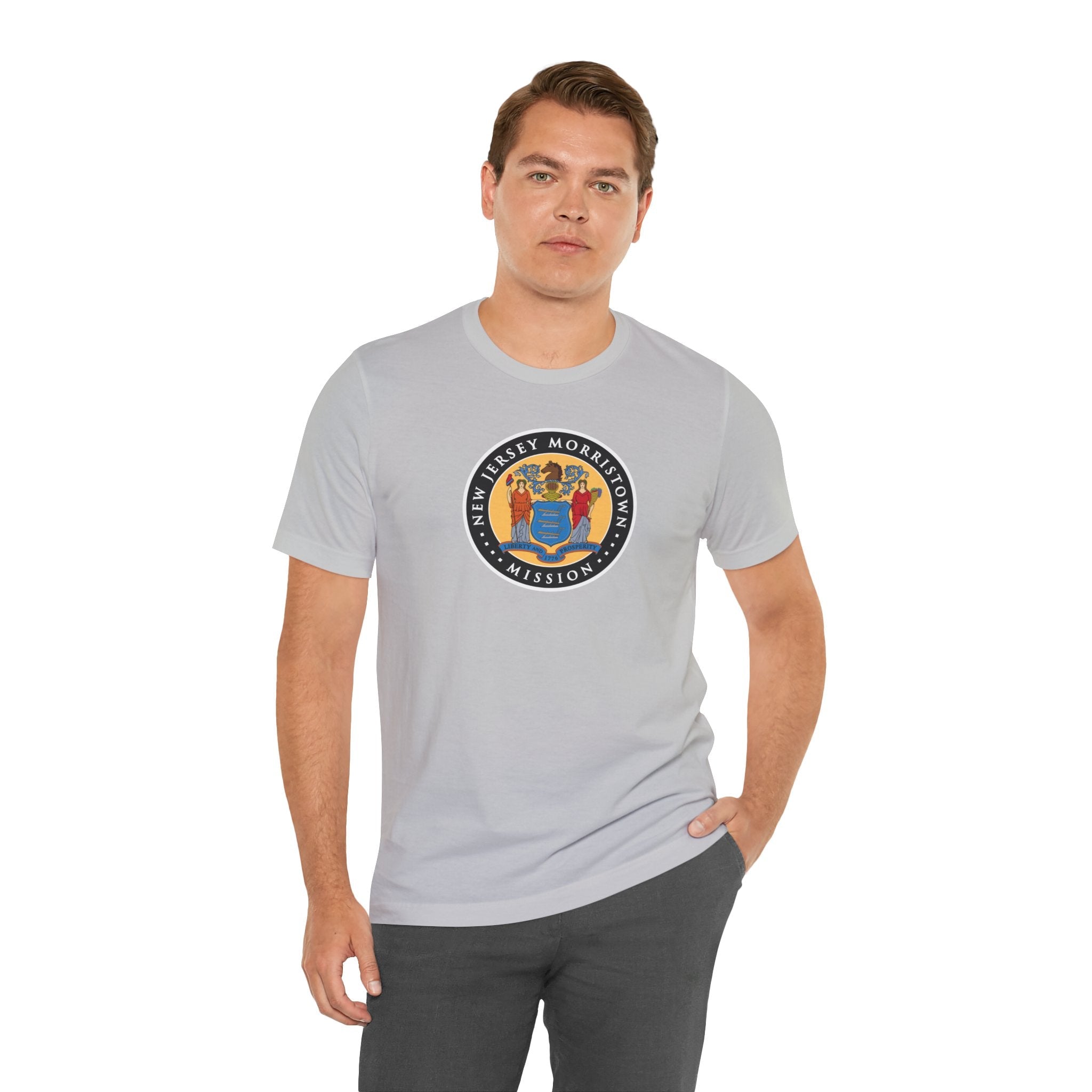 New Jersey Morristown Mission State Flag Logo (Black Border) T-shirt - Latter-Day Saint LDS Missionary Gift - Book of Mormon