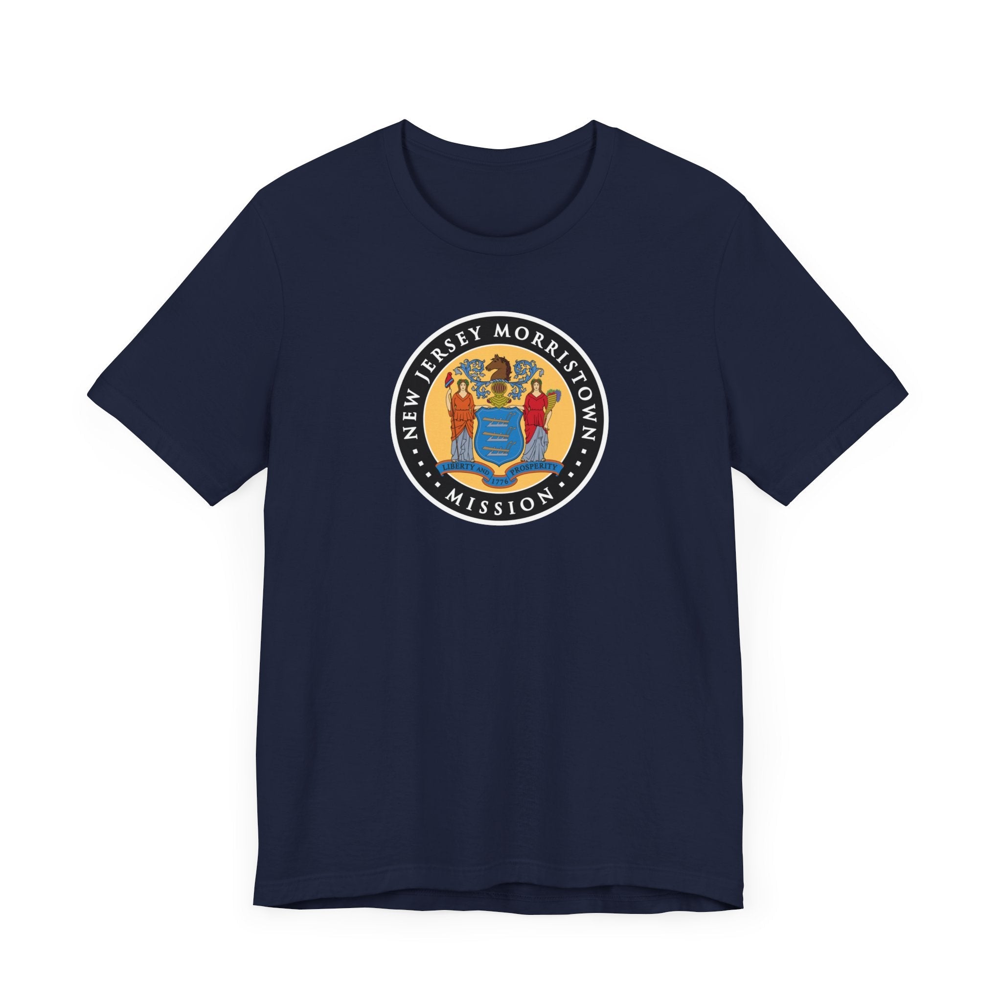 New Jersey Morristown Mission State Flag Logo (Black Border) T-shirt - Latter-Day Saint LDS Missionary Gift - Book of Mormon