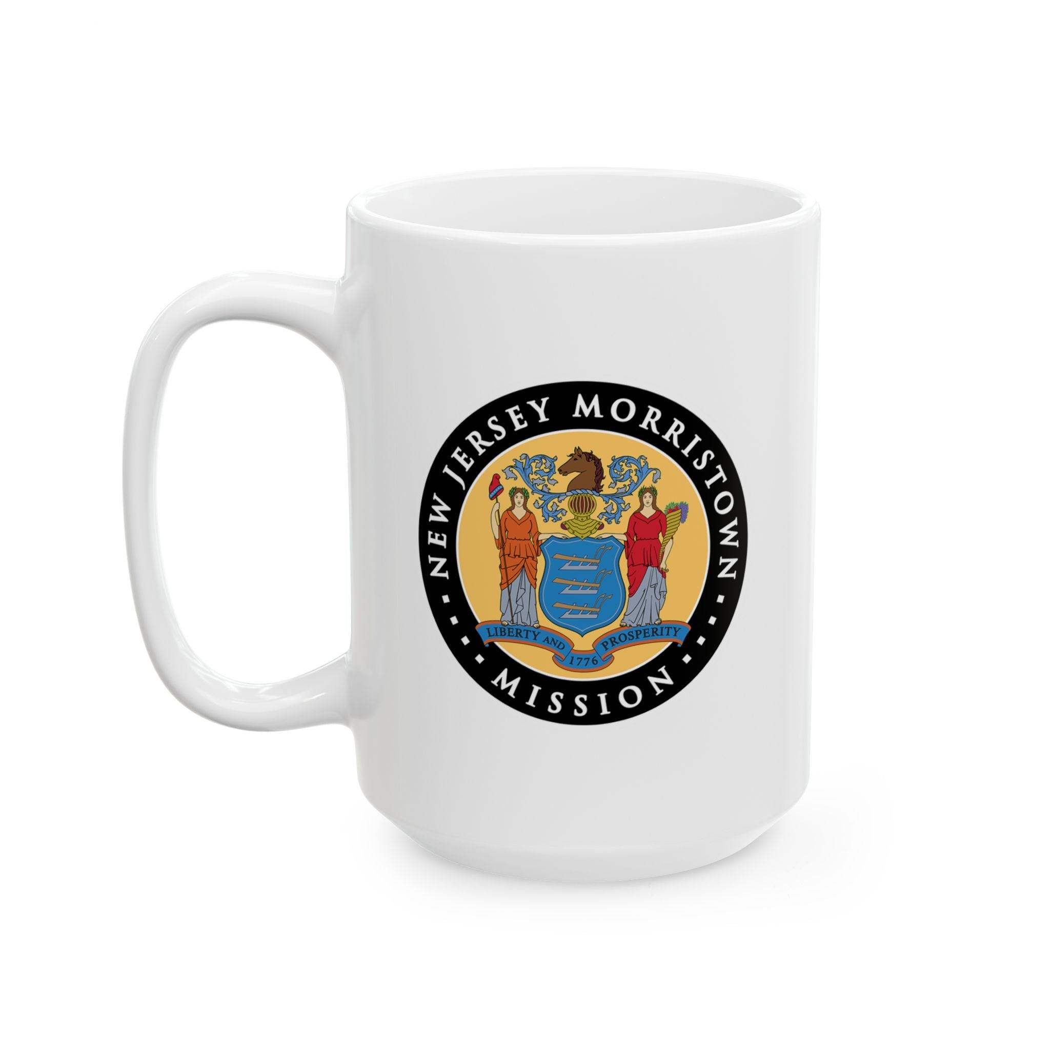 New Jersey Morristown Mission State Flag Logo Ceramic Mug White Name - Latter-Day Saint LDS Missionary Gift - Book of Mormon