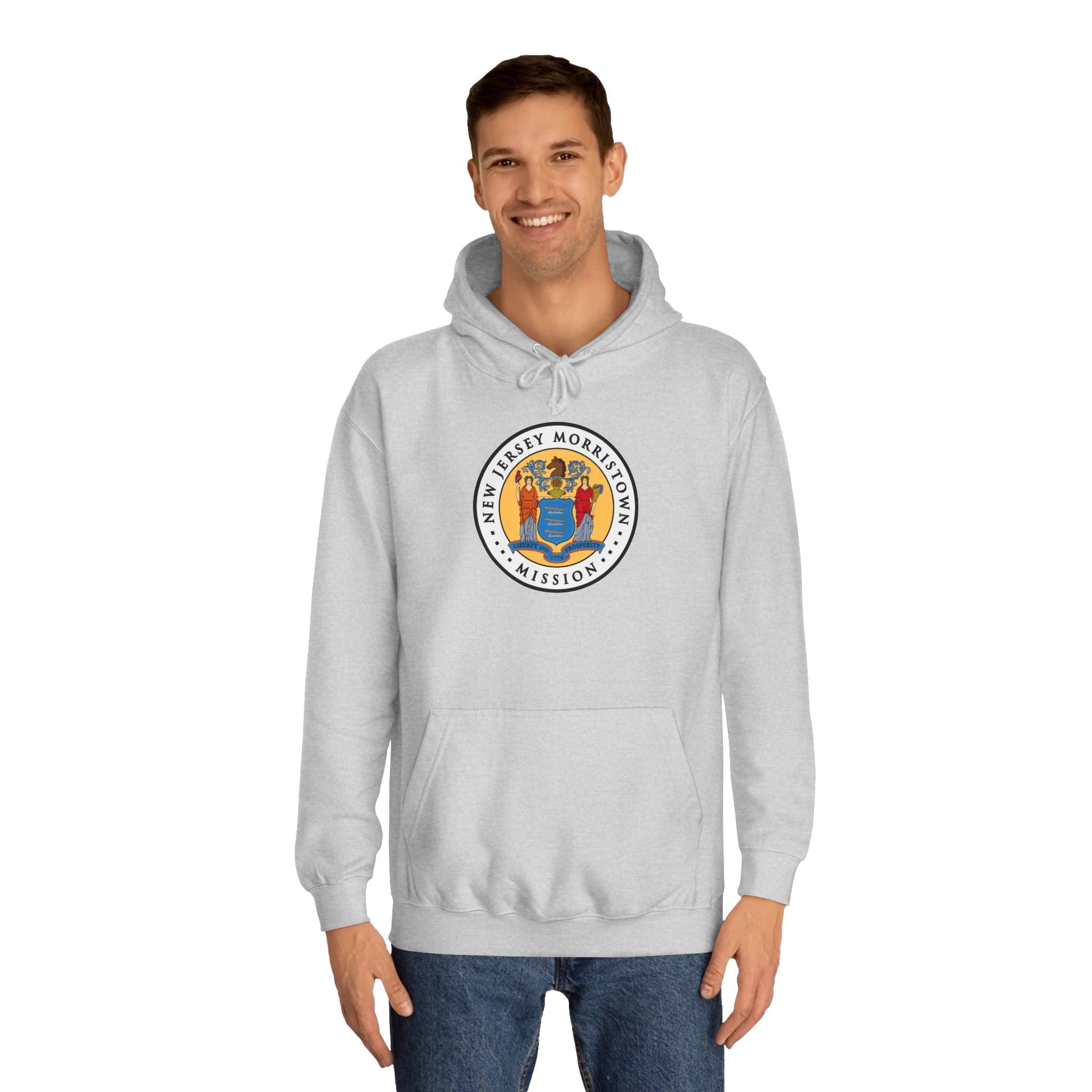New Jersey Morristown Mission State Flag Logo (White Border) College Hoodie - Mission Wishlist - LDS Missionary Gift Store