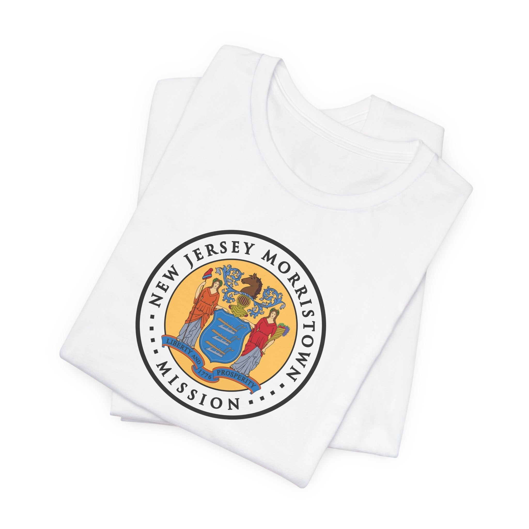 New Jersey Morristown Mission State Flag Logo (White Border) T-shirt - Latter-Day Saint LDS Missionary Gift - Book of Mormon
