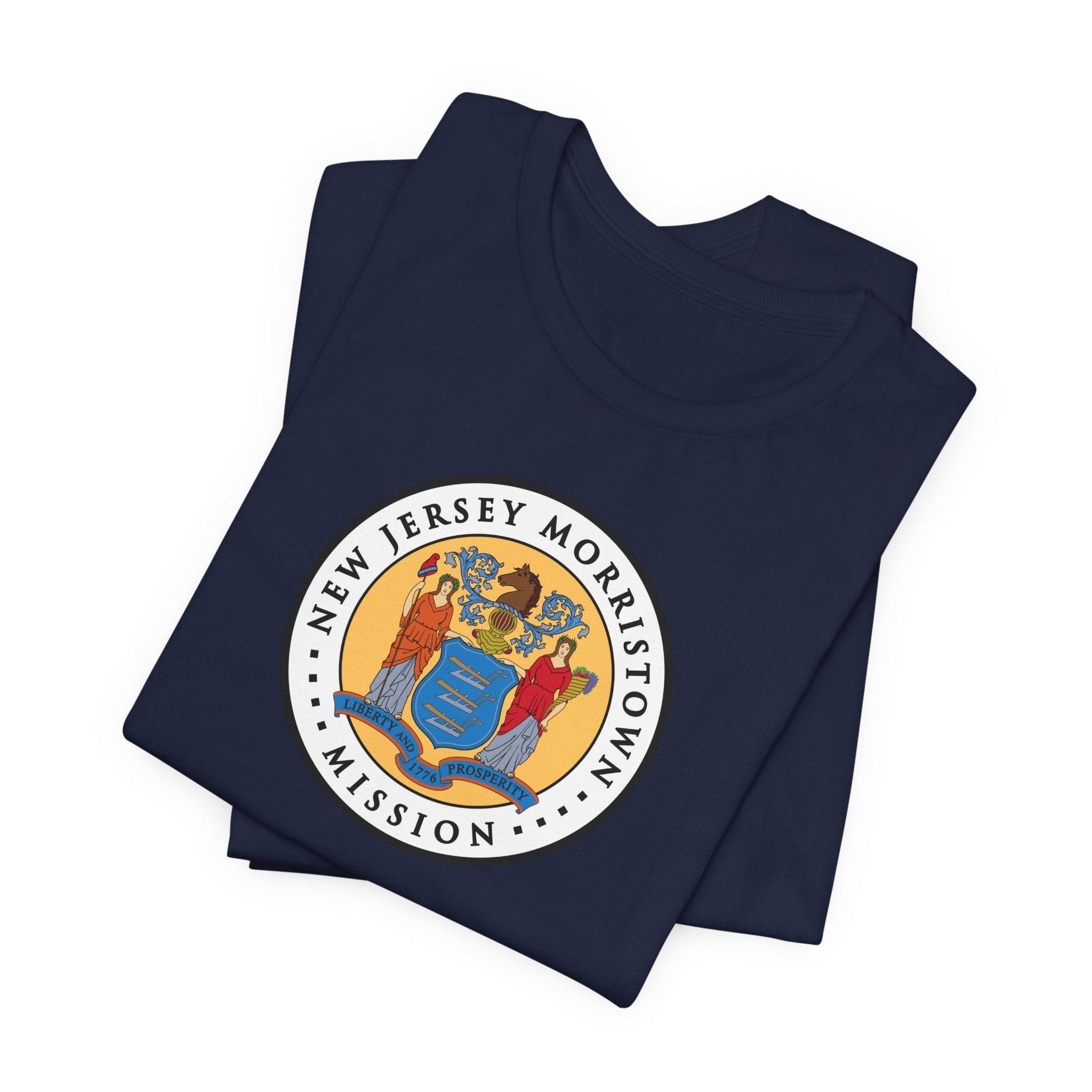 New Jersey Morristown Mission State Flag Logo (White Border) T-shirt - Latter-Day Saint LDS Missionary Gift - Book of Mormon