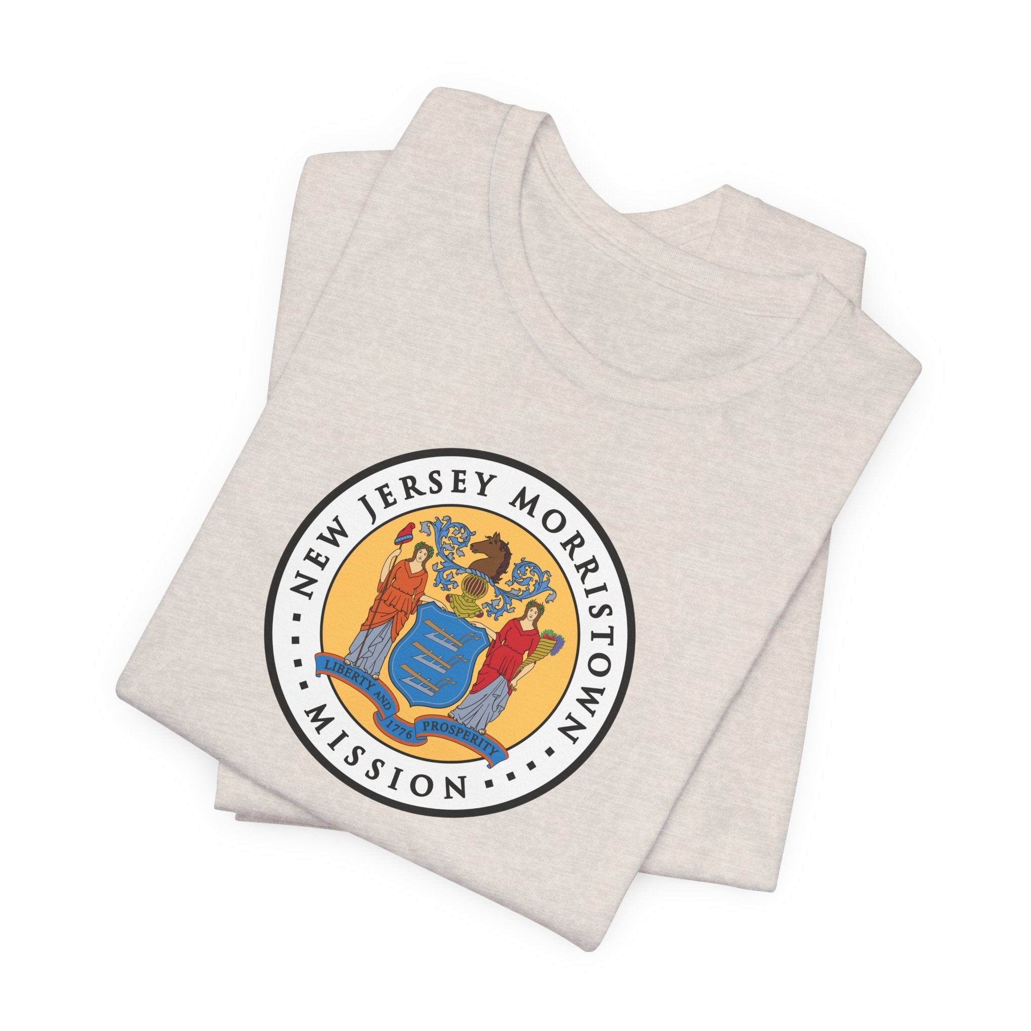 New Jersey Morristown Mission State Flag Logo (White Border) T-shirt - Latter-Day Saint LDS Missionary Gift - Book of Mormon
