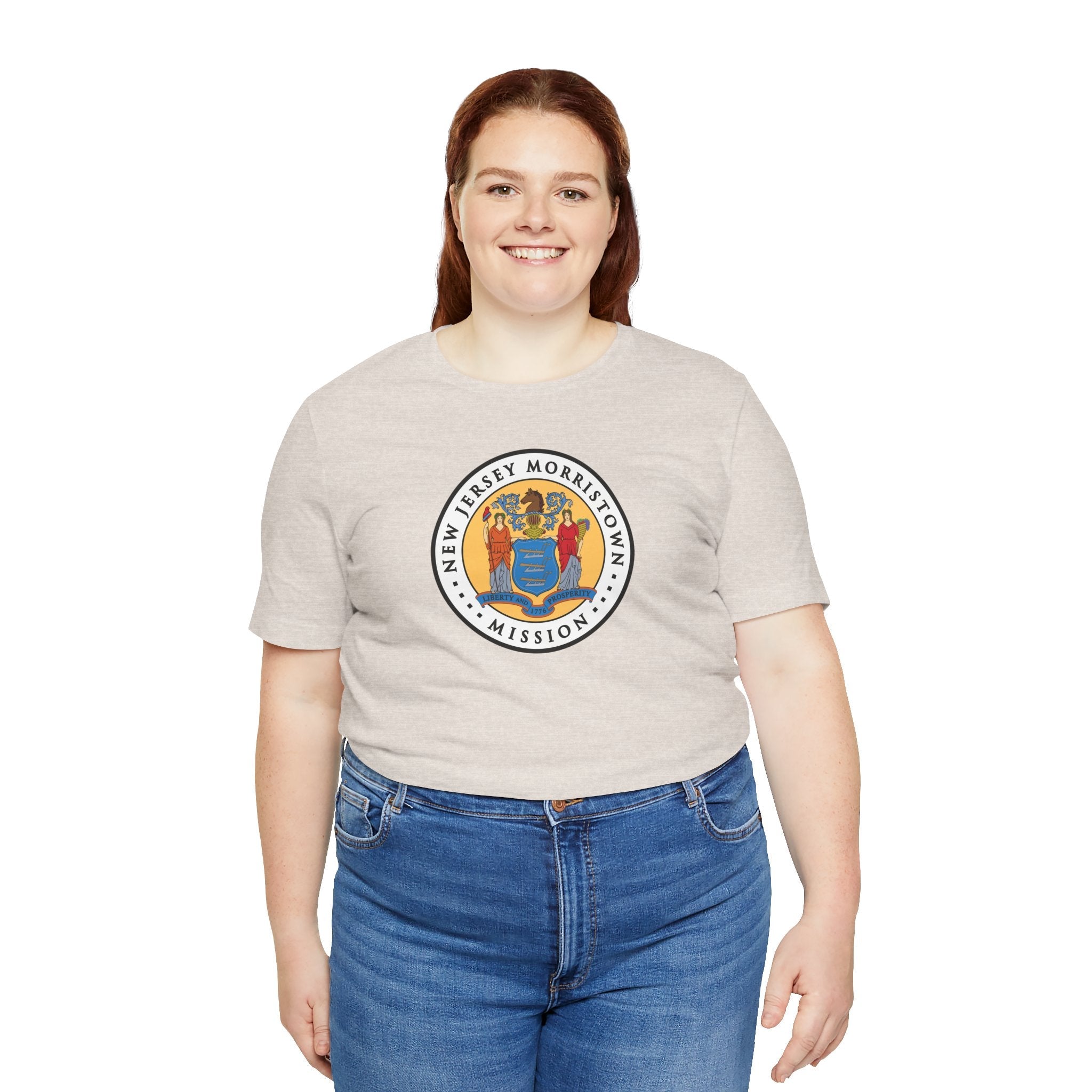 New Jersey Morristown Mission State Flag Logo (White Border) T-shirt - Latter-Day Saint LDS Missionary Gift - Book of Mormon