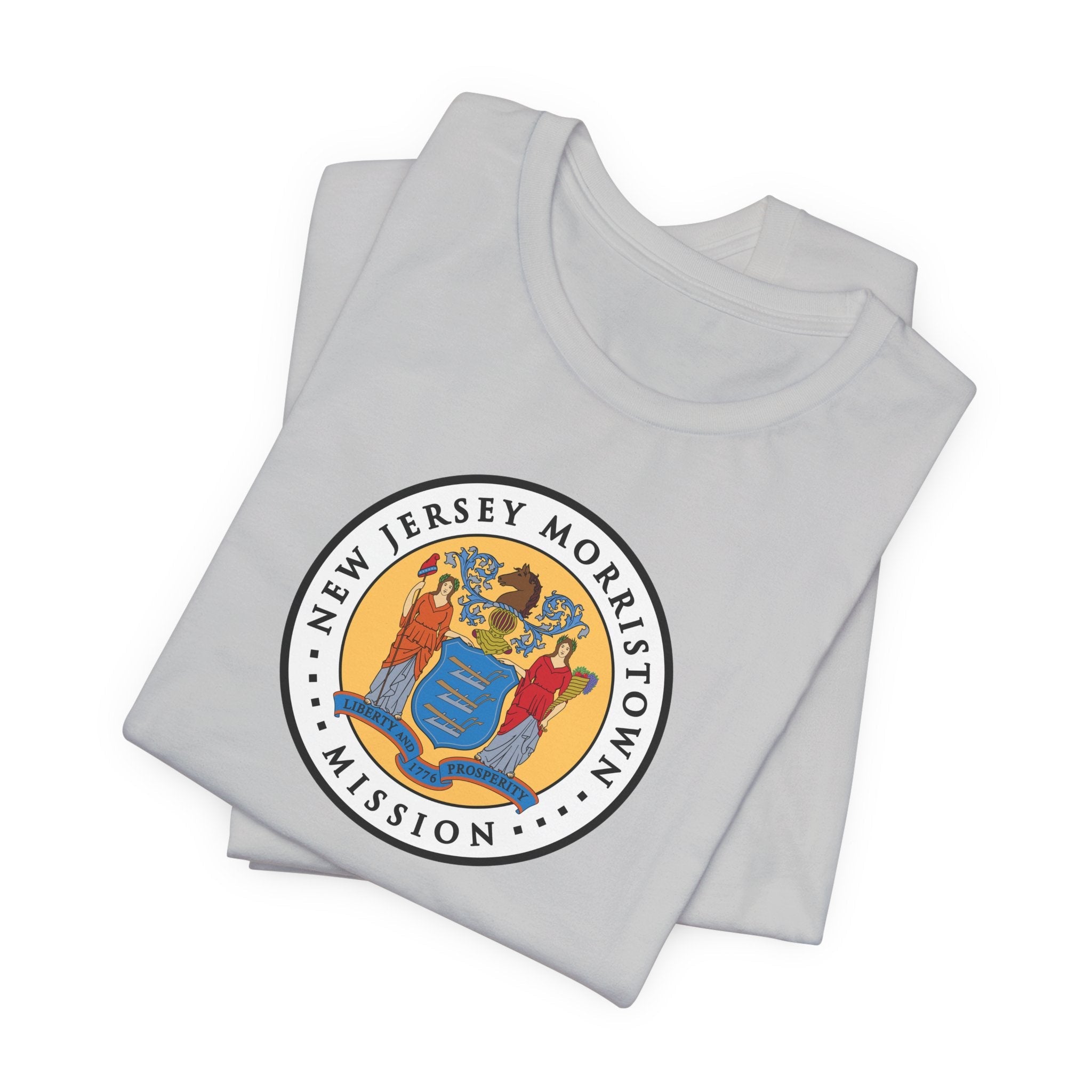 New Jersey Morristown Mission State Flag Logo (White Border) T-shirt - Latter-Day Saint LDS Missionary Gift - Book of Mormon