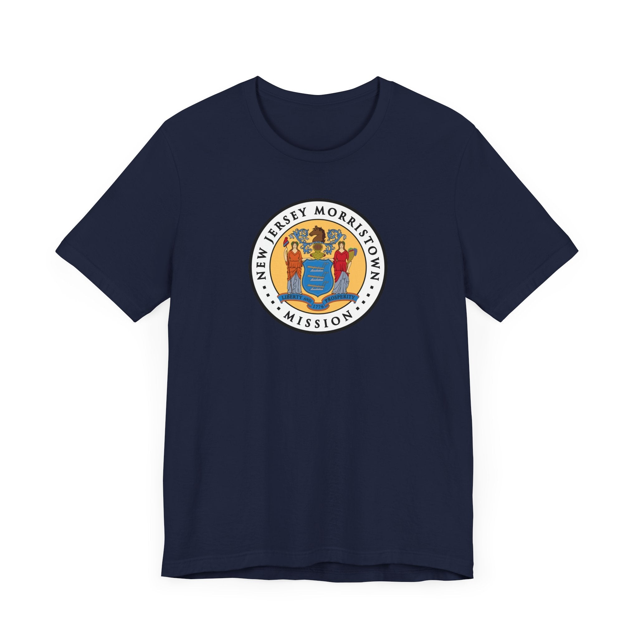New Jersey Morristown Mission State Flag Logo (White Border) T-shirt - Latter-Day Saint LDS Missionary Gift - Book of Mormon