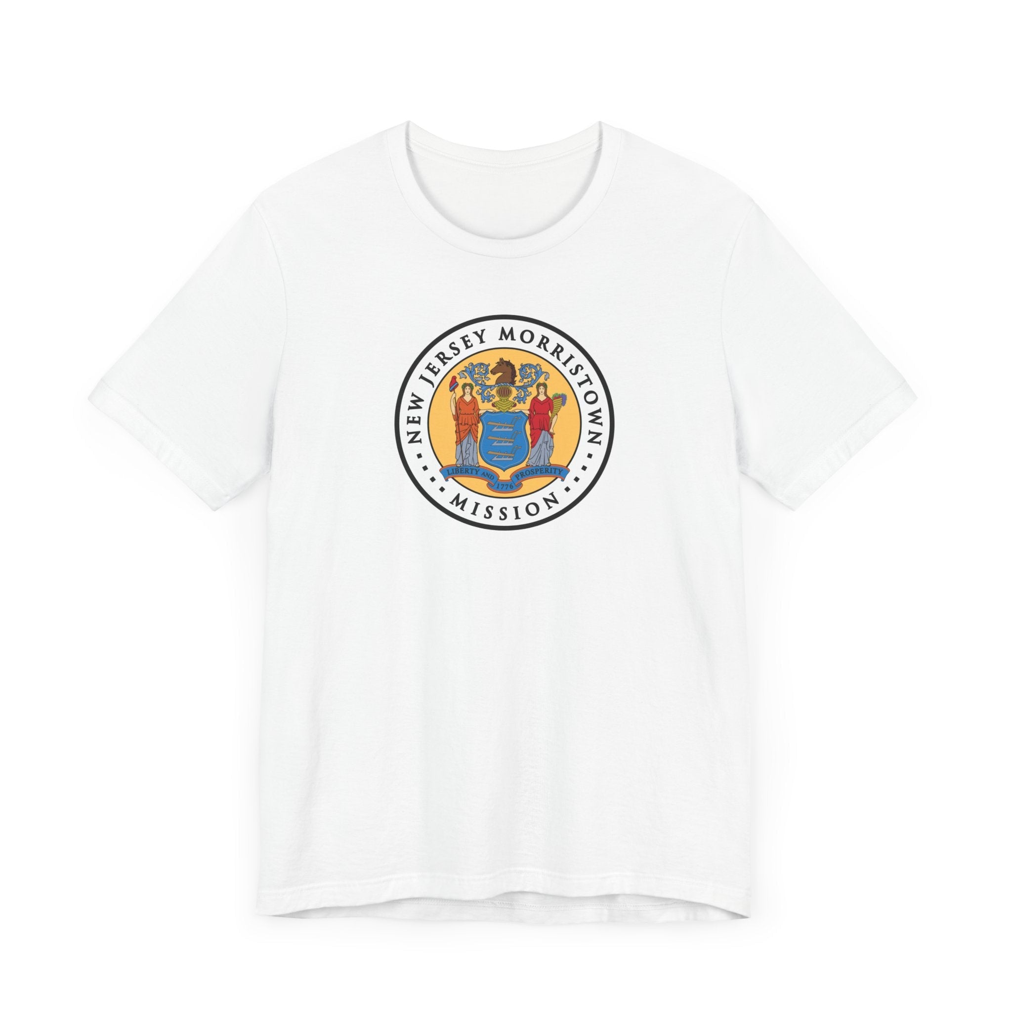 New Jersey Morristown Mission State Flag Logo (White Border) T-shirt - Latter-Day Saint LDS Missionary Gift - Book of Mormon