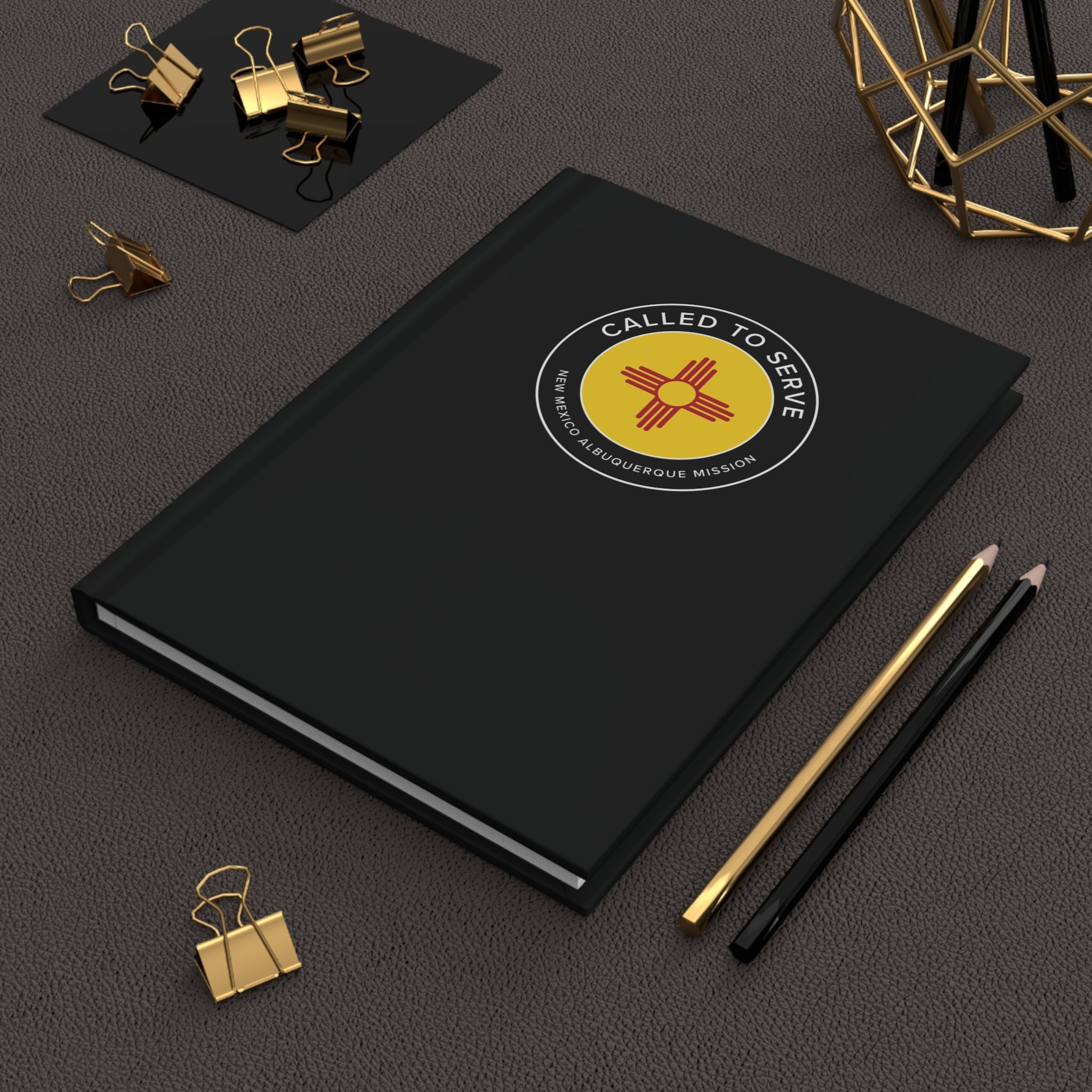 New Mexico Albuquerque Mission Circle Flag Called to Serve Black Hardcover Journal Matte - Mission Wishlist - LDS Missionary Gift Store