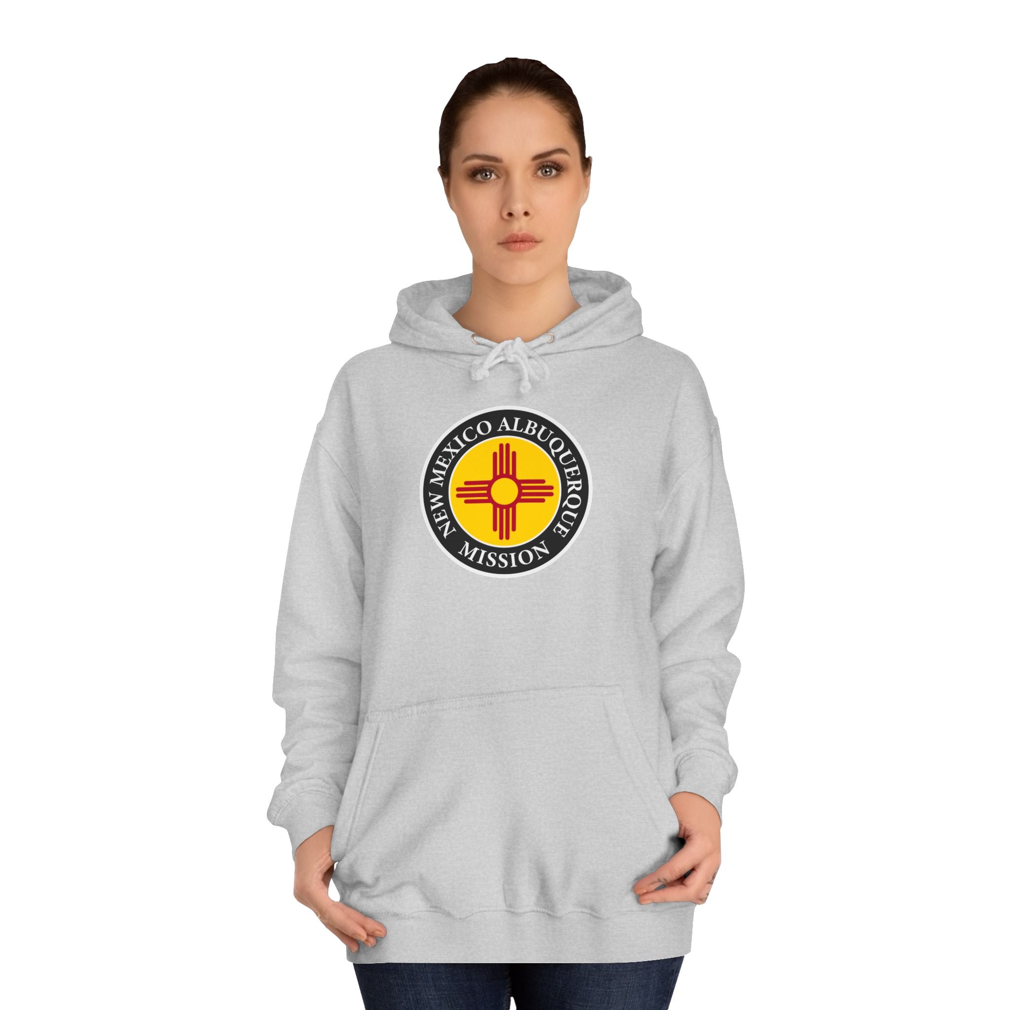 New Mexico Albuquerque Mission State Flag Logo (Black Border) College Hoodie - Mission Wishlist - LDS Missionary Gift Store