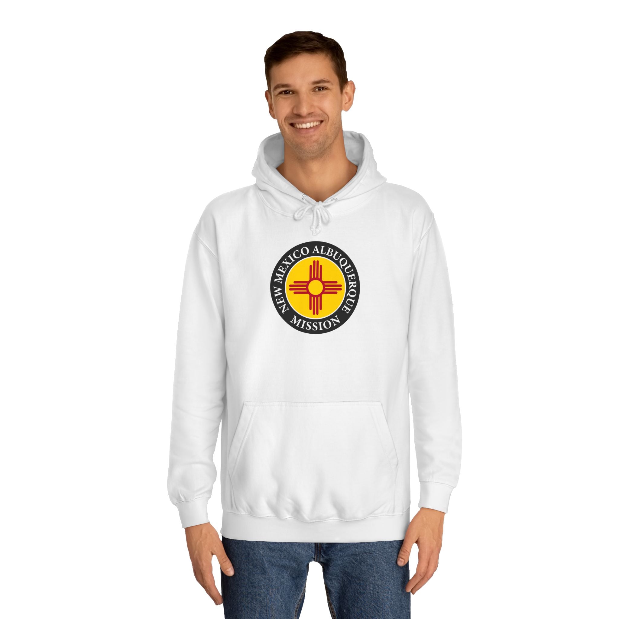 New Mexico Albuquerque Mission State Flag Logo (Black Border) College Hoodie - Mission Wishlist - LDS Missionary Gift Store