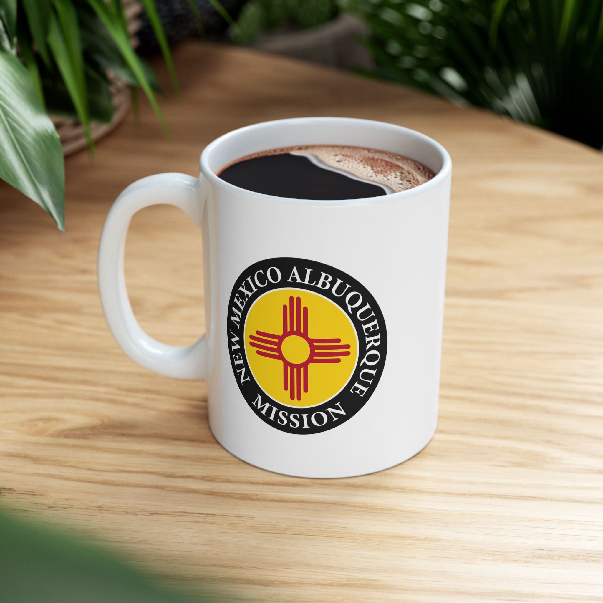 New Mexico Albuquerque Mission State Flag Logo Ceramic Mug White Name - Mission Wishlist - LDS Missionary Gift Store