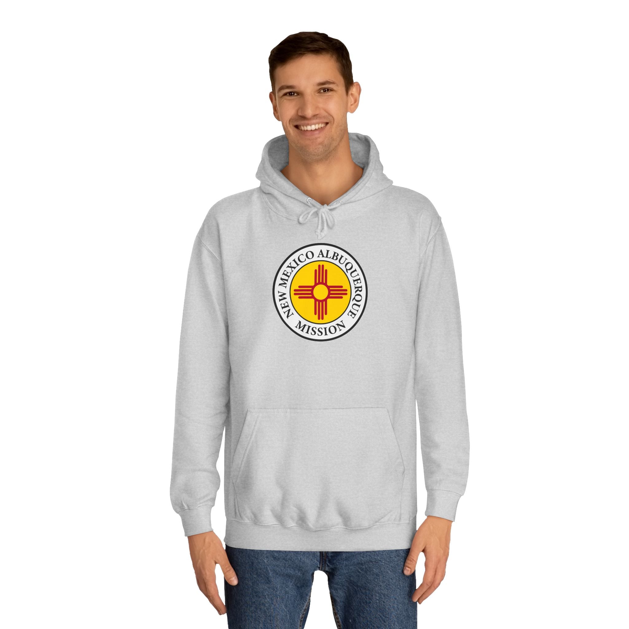 New Mexico Albuquerque Mission State Flag Logo (White Border) College Hoodie - Mission Wishlist - LDS Missionary Gift Store