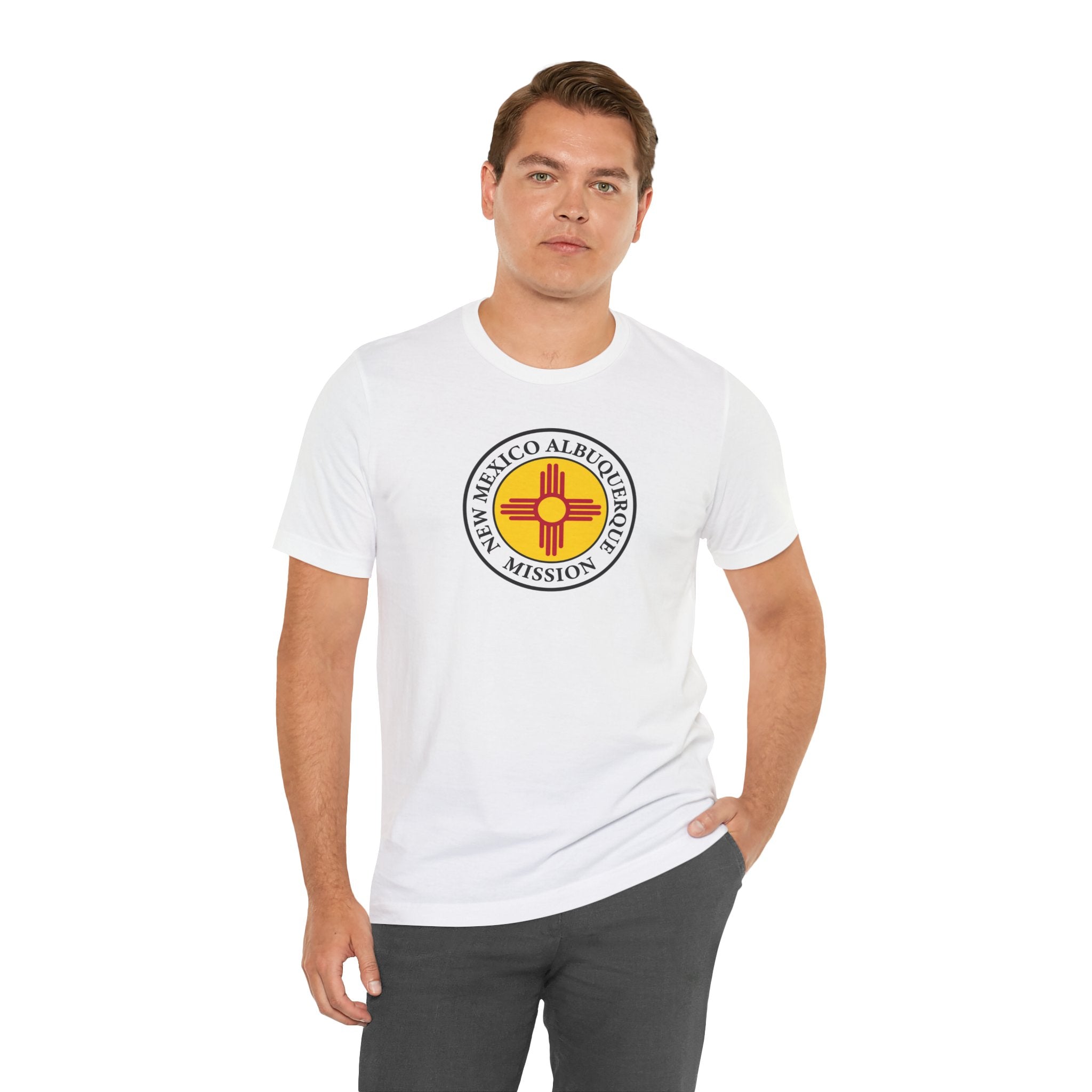 New Mexico Albuquerque Mission State Flag Logo (White Border) T-shirt - Mission Wishlist - LDS Missionary Gift Store