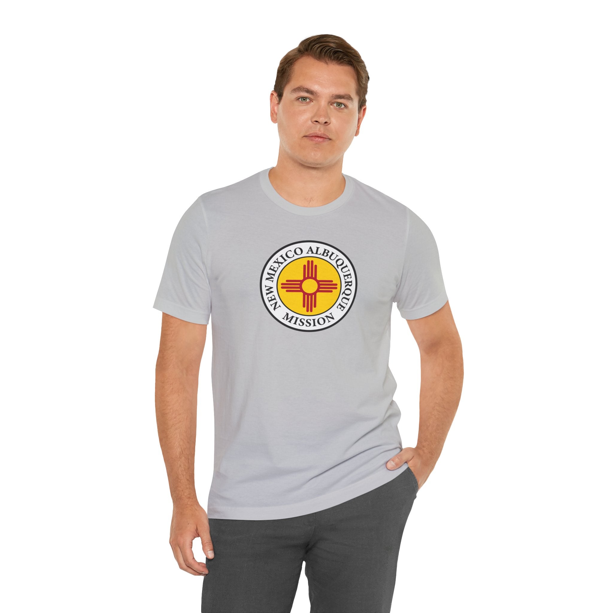 New Mexico Albuquerque Mission State Flag Logo (White Border) T-shirt - Mission Wishlist - LDS Missionary Gift Store