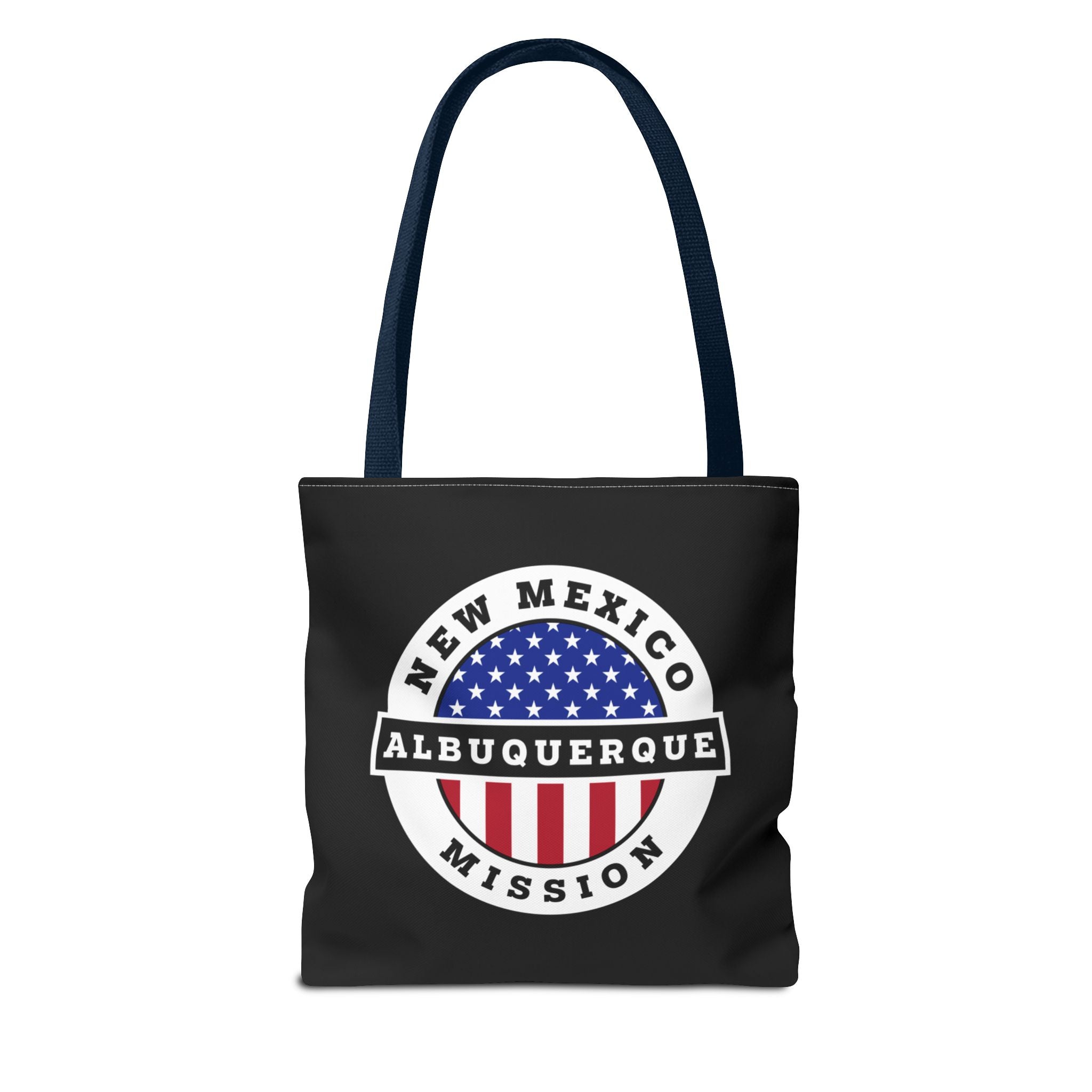 New Mexico Albuquerque Mission USA Flag Logo Tote Bag Black - Mission Wishlist - LDS Missionary Gift Store