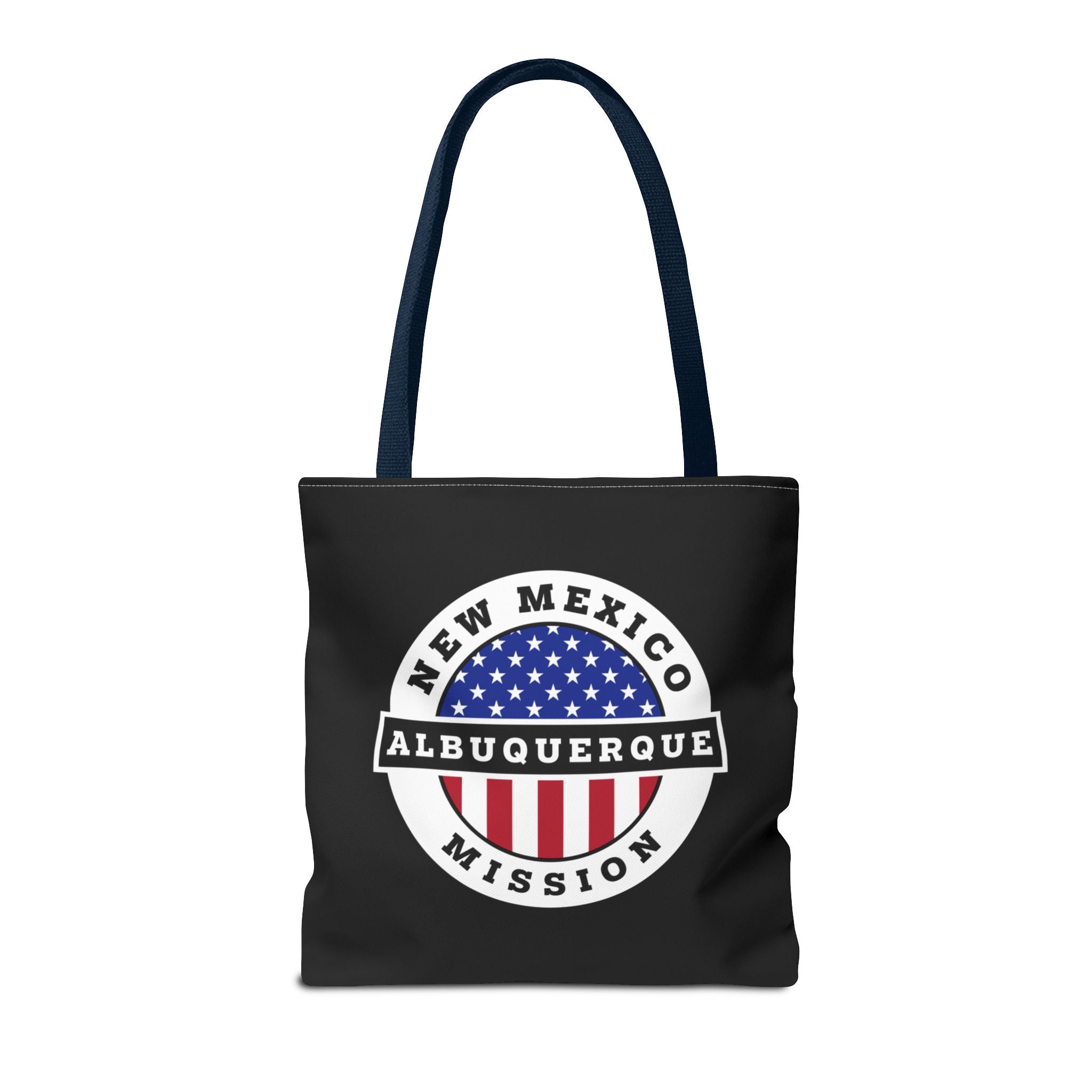 New Mexico Albuquerque Mission USA Flag Logo Tote Bag Black - Mission Wishlist - LDS Missionary Gift Store