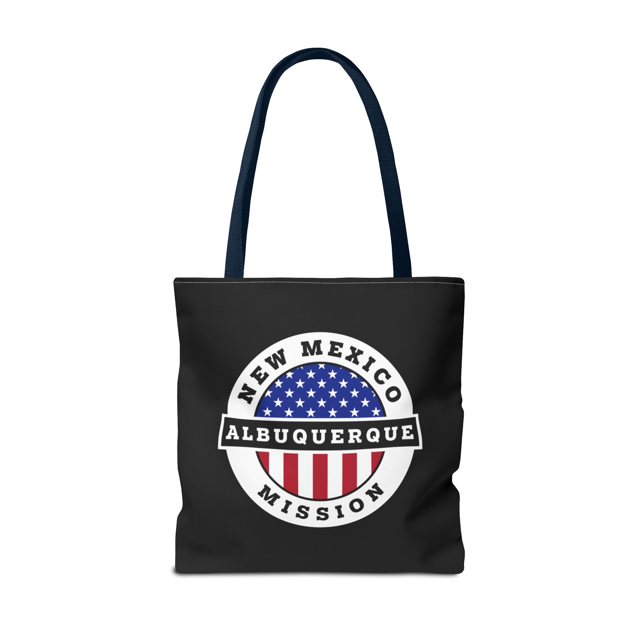 New Mexico Albuquerque Mission USA Flag Logo Tote Bag Black - Mission Wishlist - LDS Missionary Gift Store