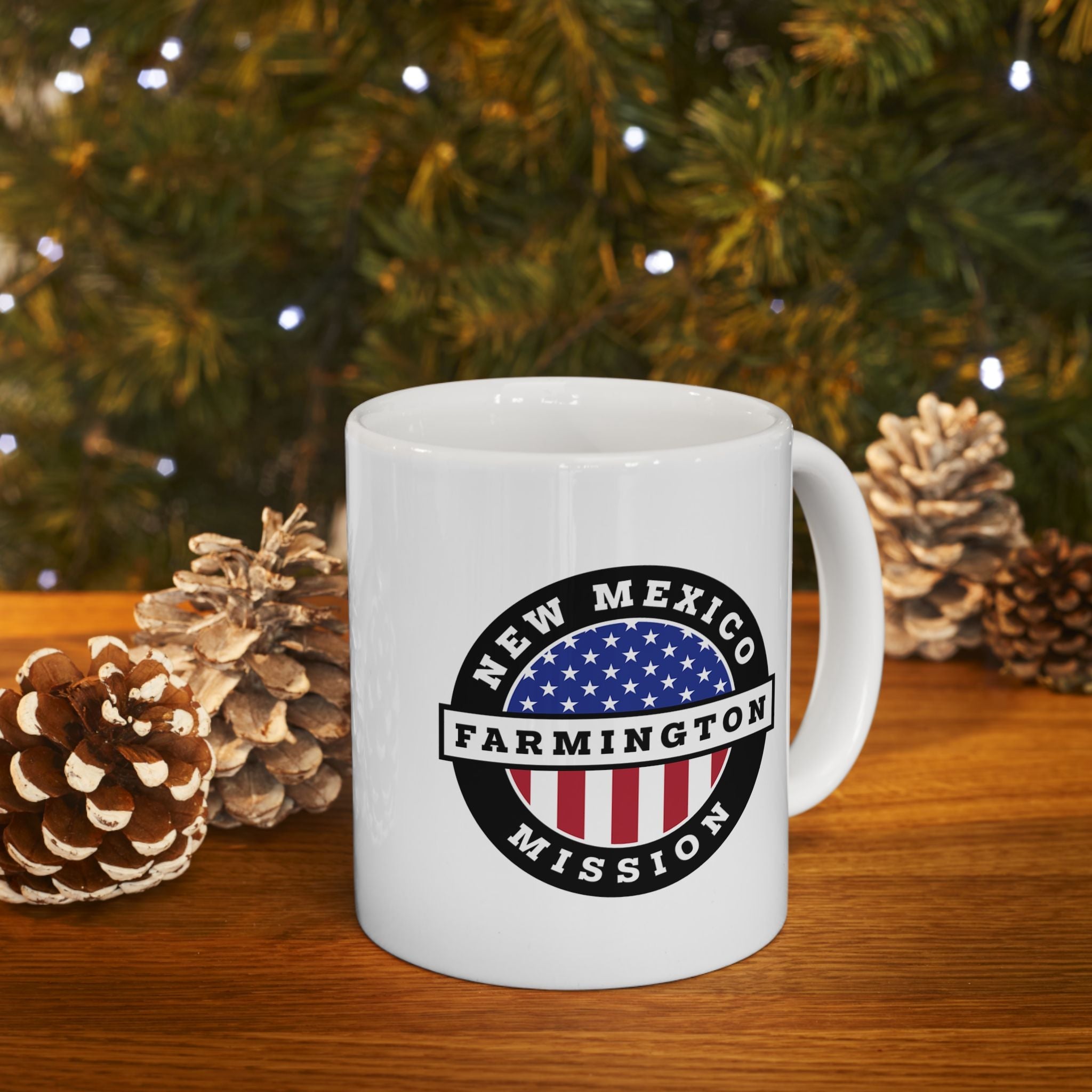 New Mexico Farmington Mission Circular Flag White Ceramic Mug - Latter-Day Saint LDS Missionary Gift - Book of Mormon