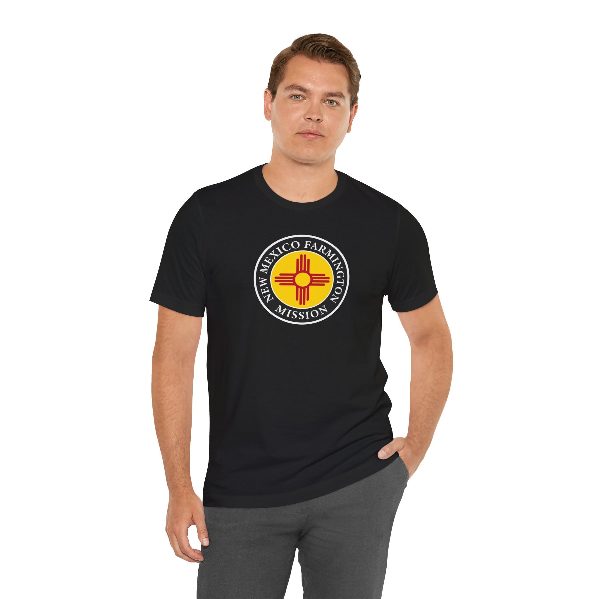 New Mexico Farmington Mission State Flag Logo (Black Border) T-shirt - Mission Wishlist - LDS Missionary Gift Store