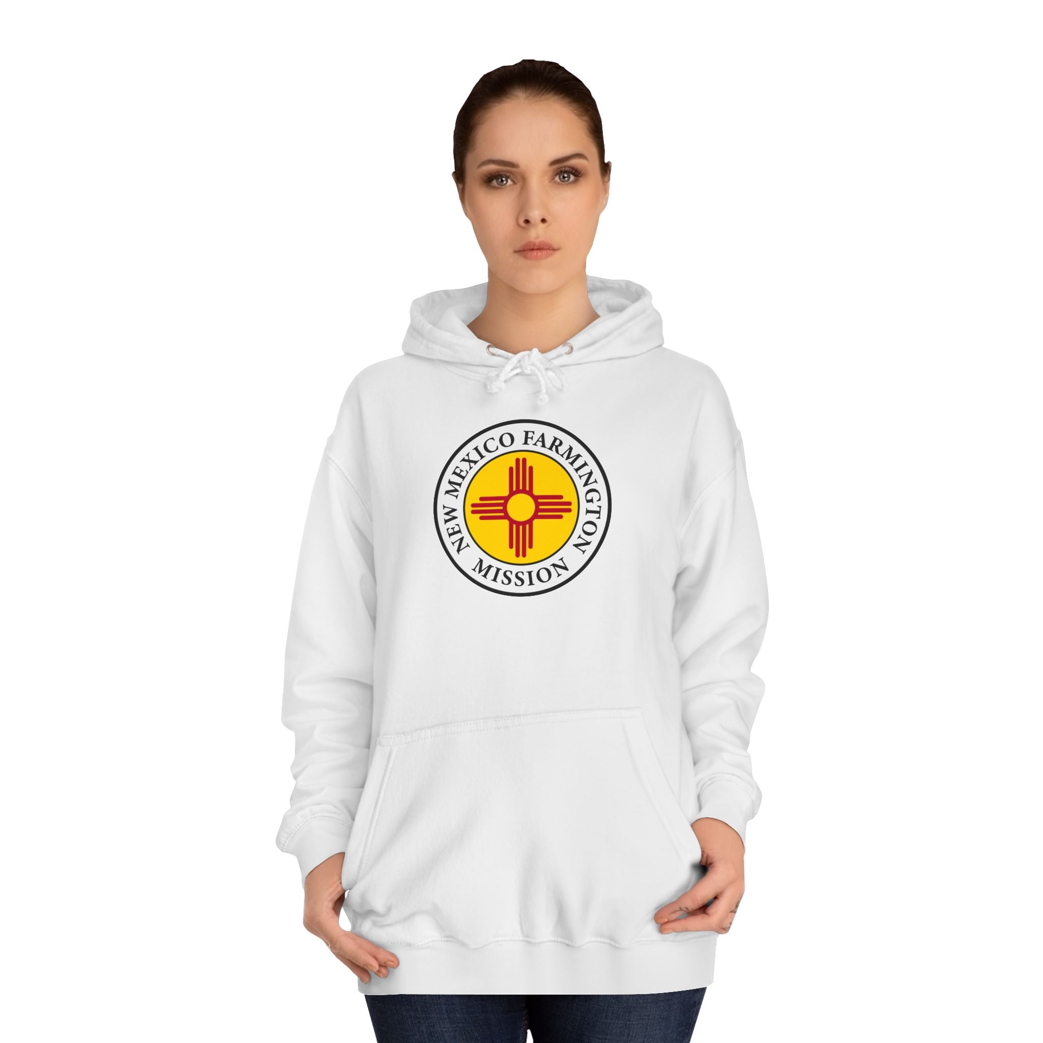 New Mexico Farmington Mission State Flag Logo (White Border) College Hoodie - Mission Wishlist - LDS Missionary Gift Store
