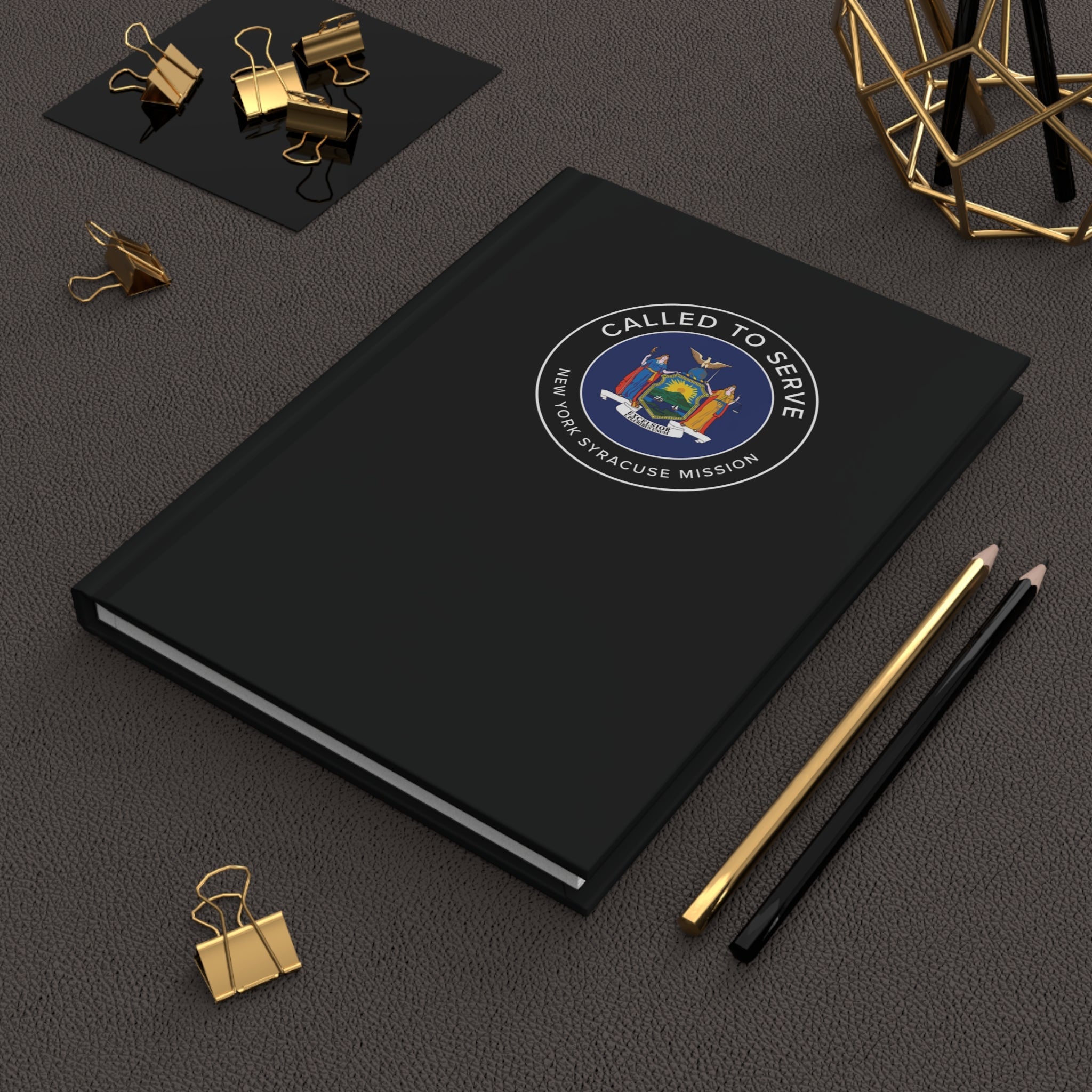 New York Syracuse Mission Circle Flag Called to Serve Black Hardcover Journal Matte - Latter-Day Saint LDS Missionary Gift - Book of Mormon