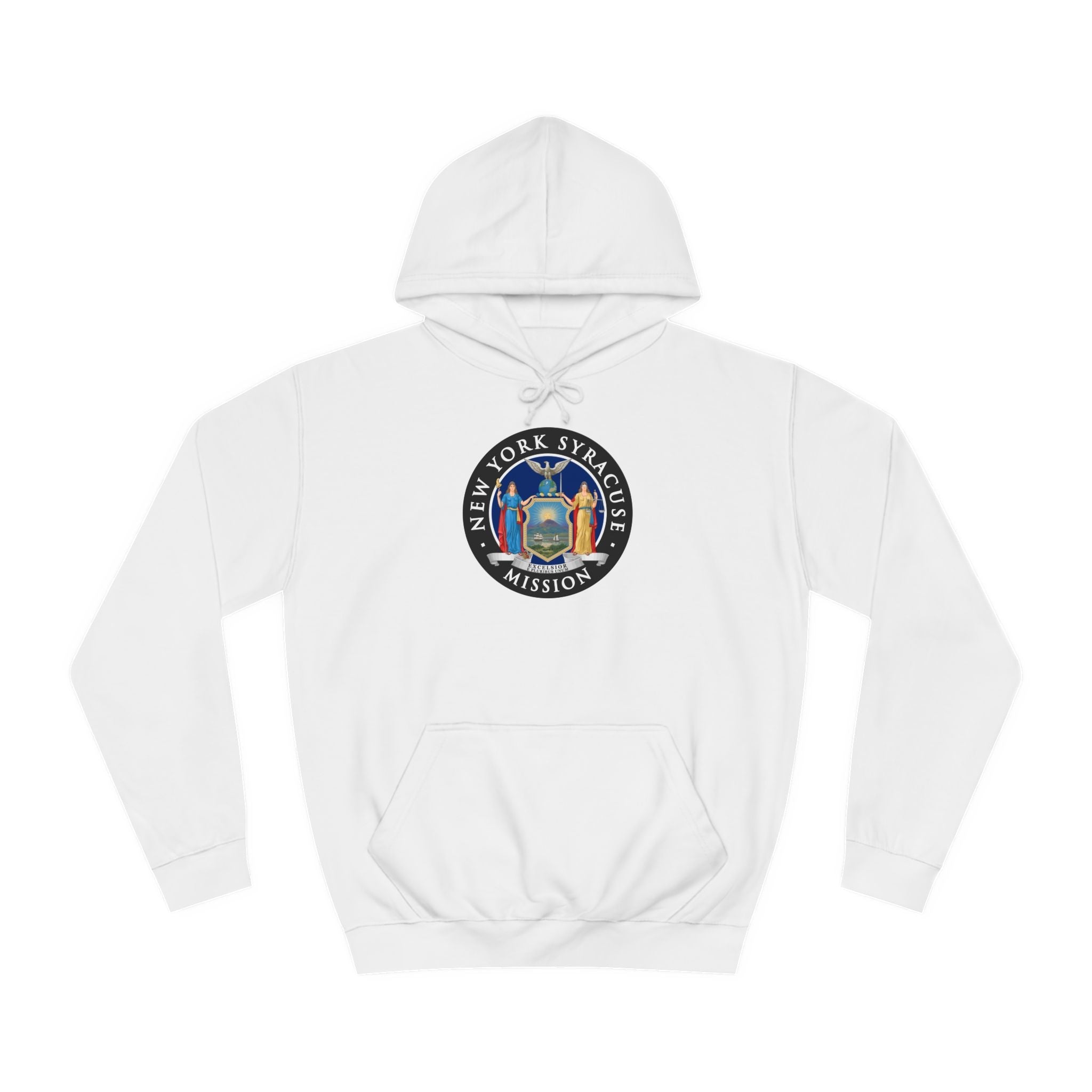 New York Syracuse Mission State Flag Logo (Black Border) College Hoodie - Mission Wishlist - LDS Missionary Gift Store