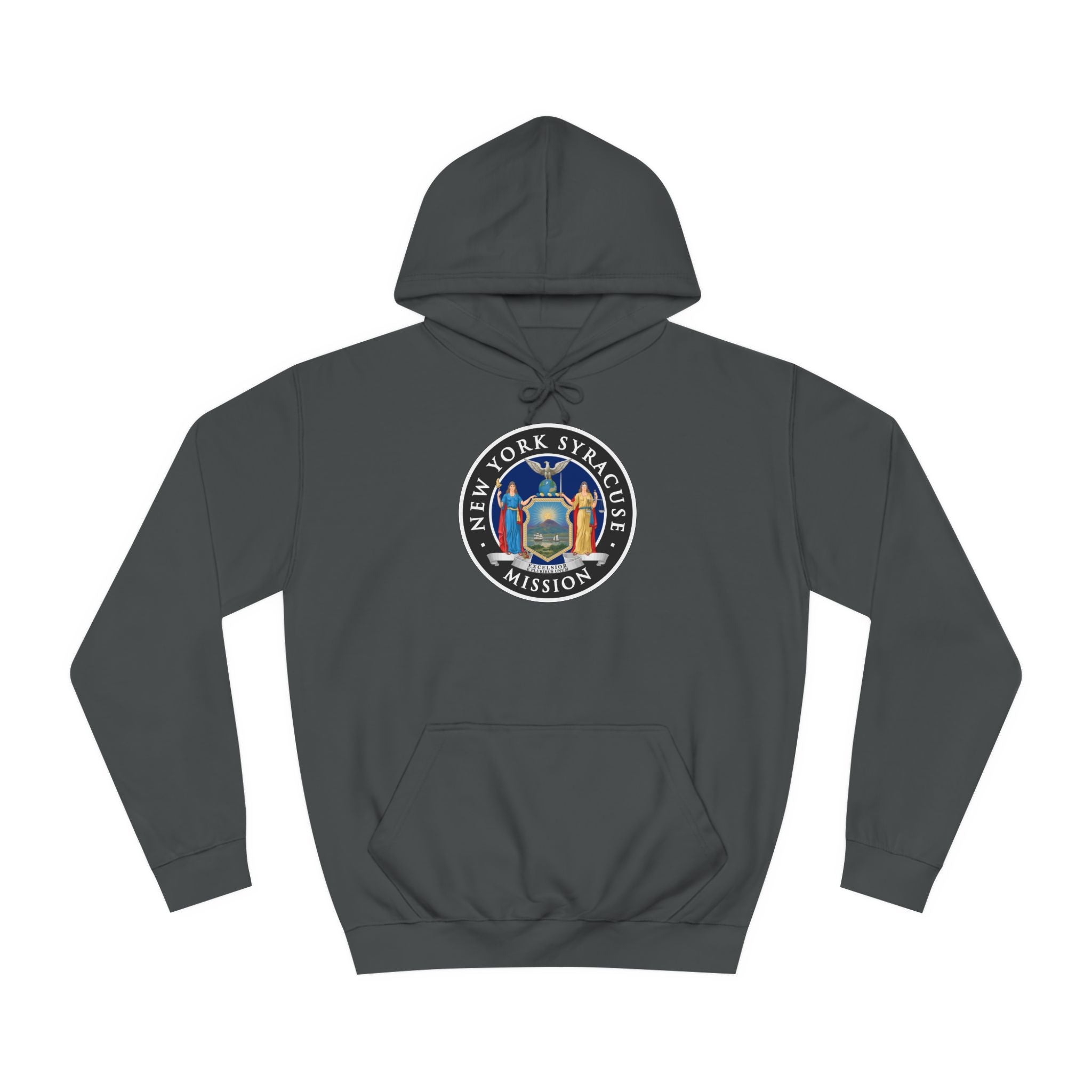 New York Syracuse Mission State Flag Logo (Black Border) College Hoodie - Mission Wishlist - LDS Missionary Gift Store
