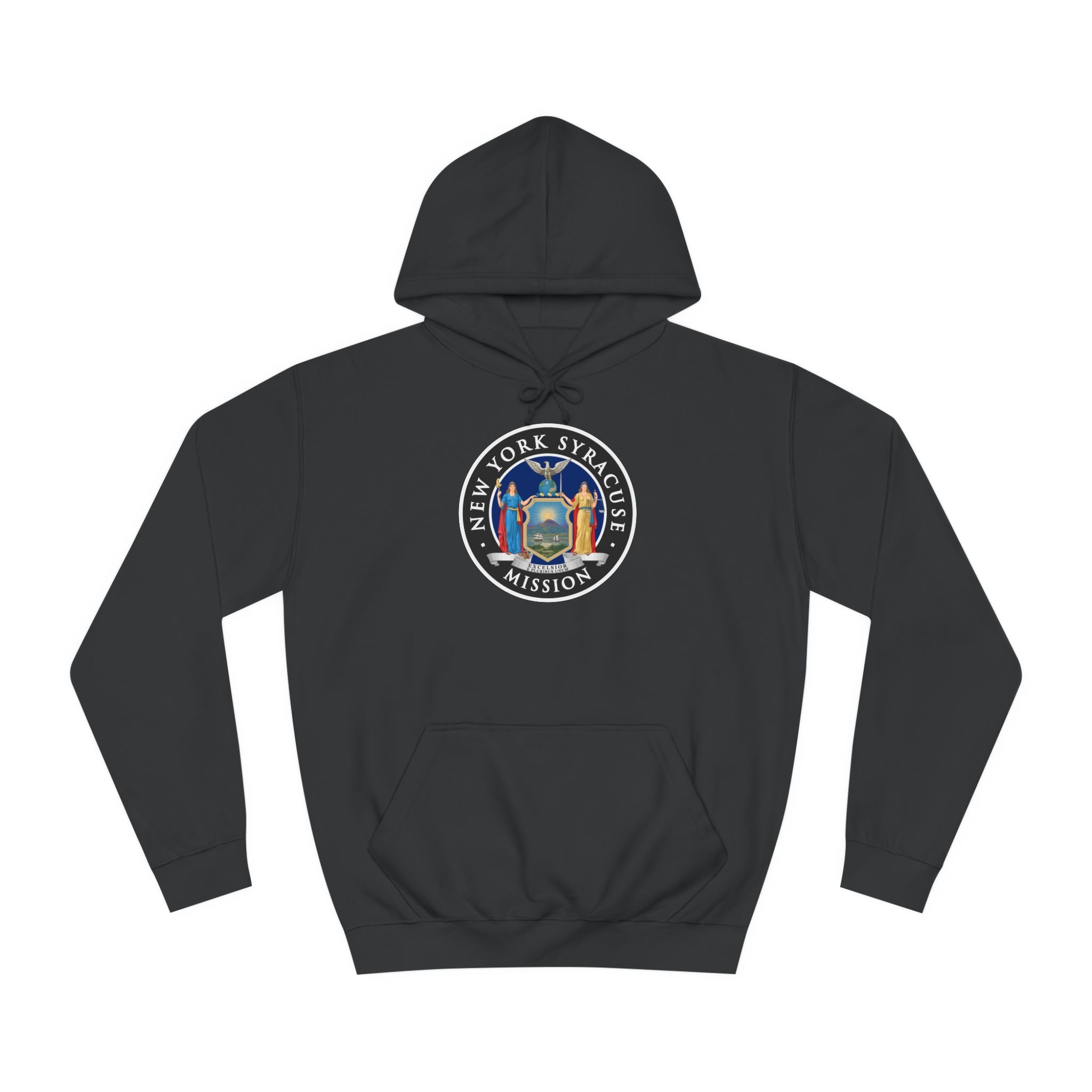New York Syracuse Mission State Flag Logo (Black Border) College Hoodie - Mission Wishlist - LDS Missionary Gift Store