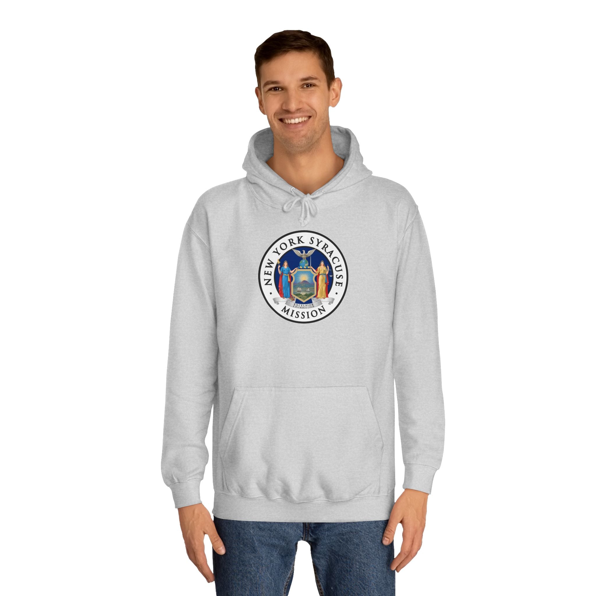 New York Syracuse Mission State Flag Logo (White Border) College Hoodie - Mission Wishlist - LDS Missionary Gift Store