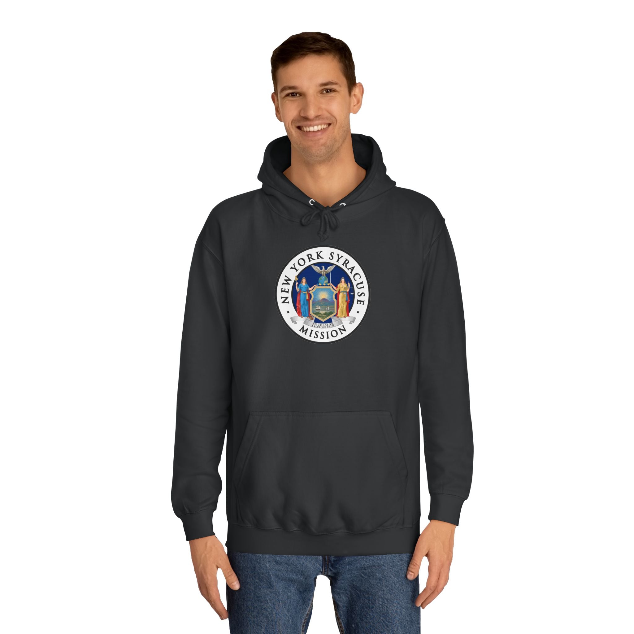 New York Syracuse Mission State Flag Logo (White Border) College Hoodie - Mission Wishlist - LDS Missionary Gift Store