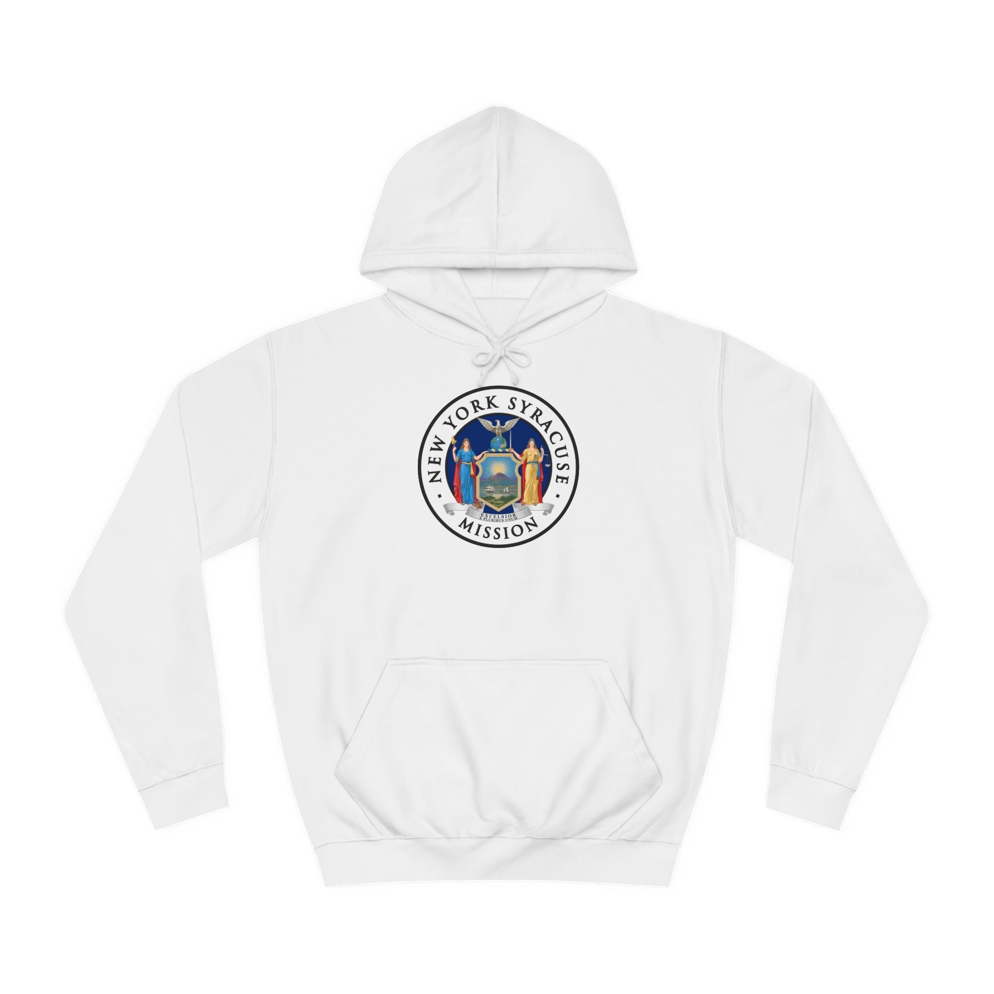 New York Syracuse Mission State Flag Logo (White Border) College Hoodie - Mission Wishlist - LDS Missionary Gift Store