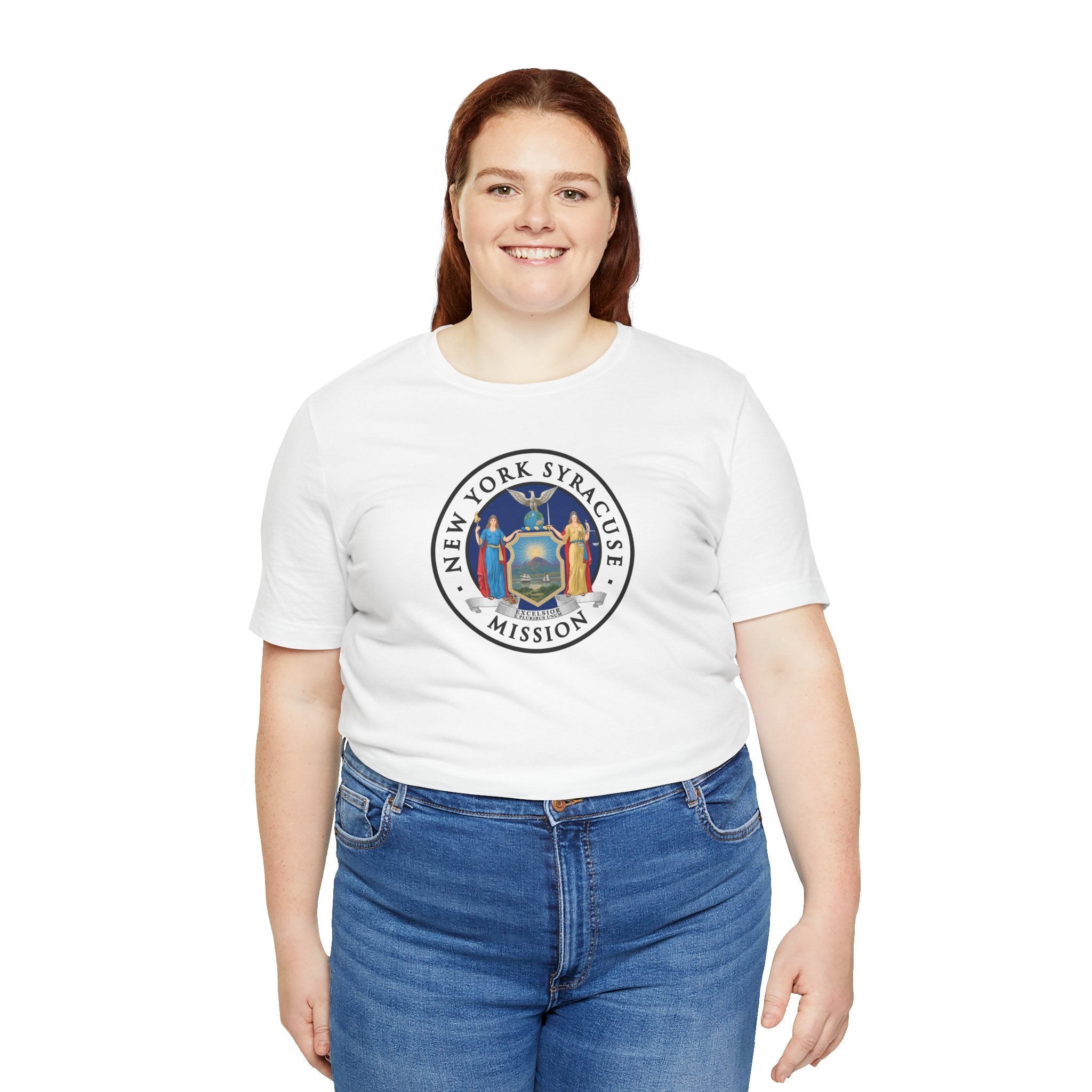 New York Syracuse Mission State Flag Logo (White Border) T-shirt - Latter-Day Saint LDS Missionary Gift - Book of Mormon