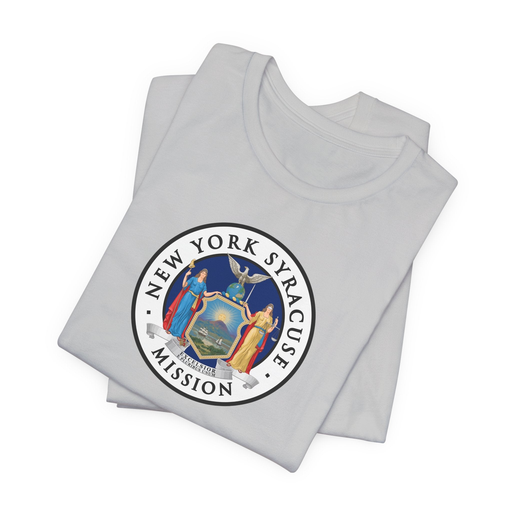 New York Syracuse Mission State Flag Logo (White Border) T-shirt - Latter-Day Saint LDS Missionary Gift - Book of Mormon