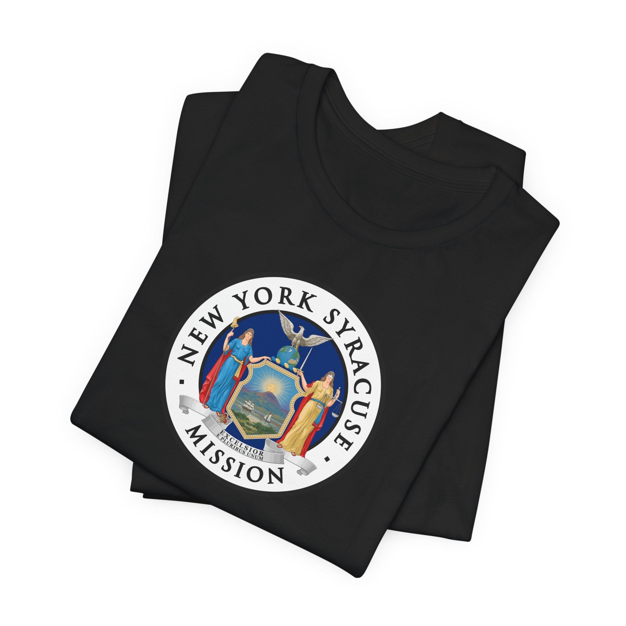 New York Syracuse Mission State Flag Logo (White Border) T-shirt - Latter-Day Saint LDS Missionary Gift - Book of Mormon