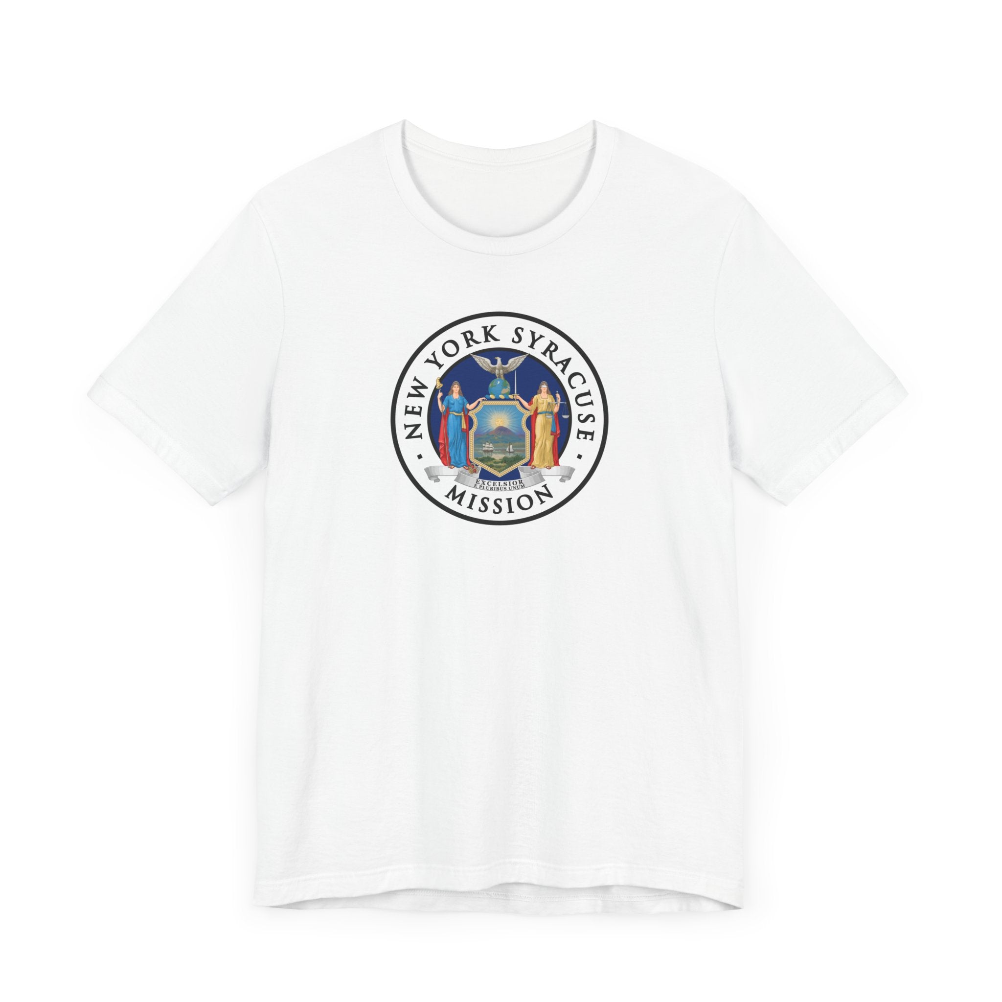 New York Syracuse Mission State Flag Logo (White Border) T-shirt - Latter-Day Saint LDS Missionary Gift - Book of Mormon
