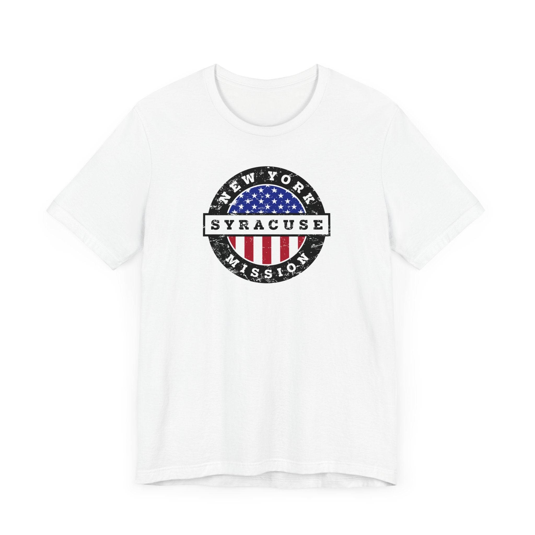 New York Syracuse Mission Vintage Circular USA Flag T-Shirt - Latter-Day Saint LDS Missionary Gift - Book of Mormon