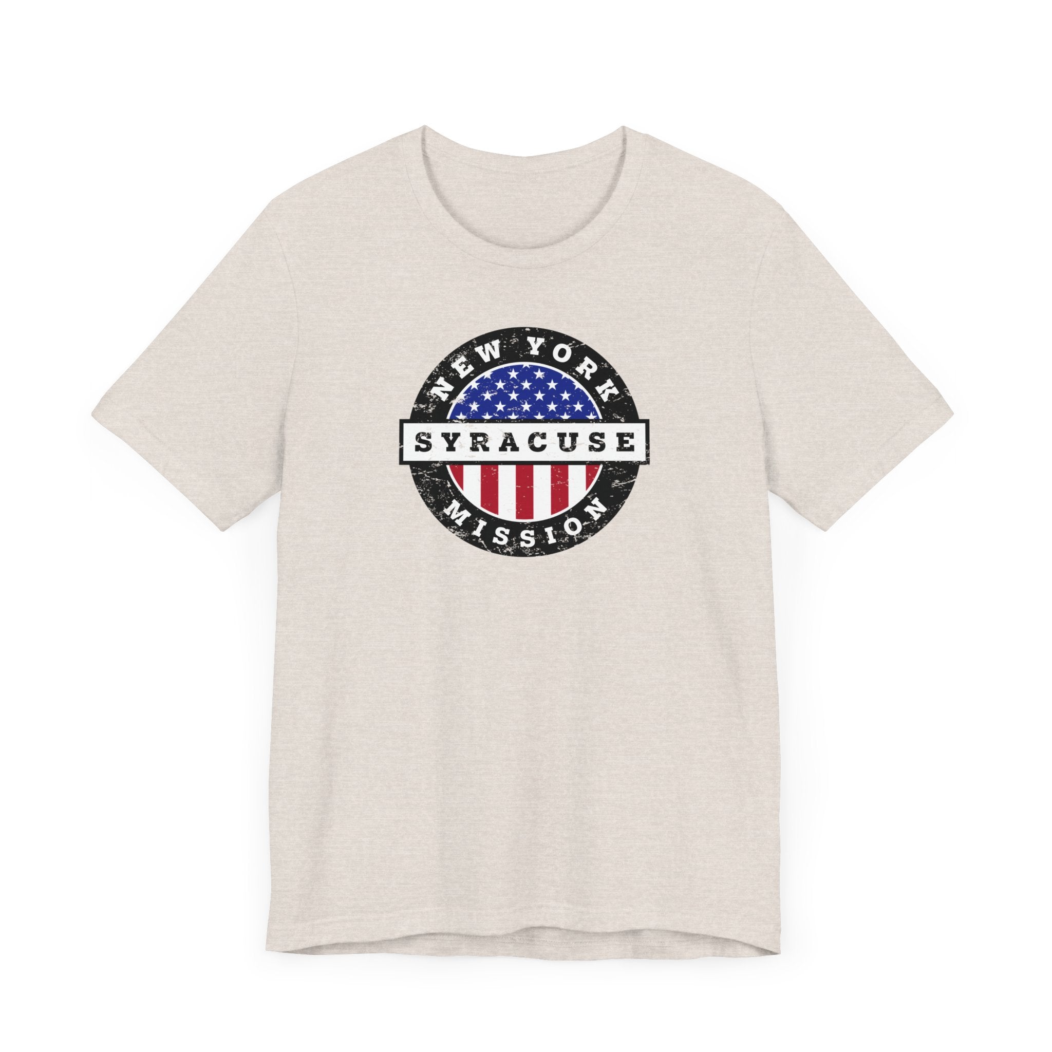 New York Syracuse Mission Vintage Circular USA Flag T-Shirt - Latter-Day Saint LDS Missionary Gift - Book of Mormon