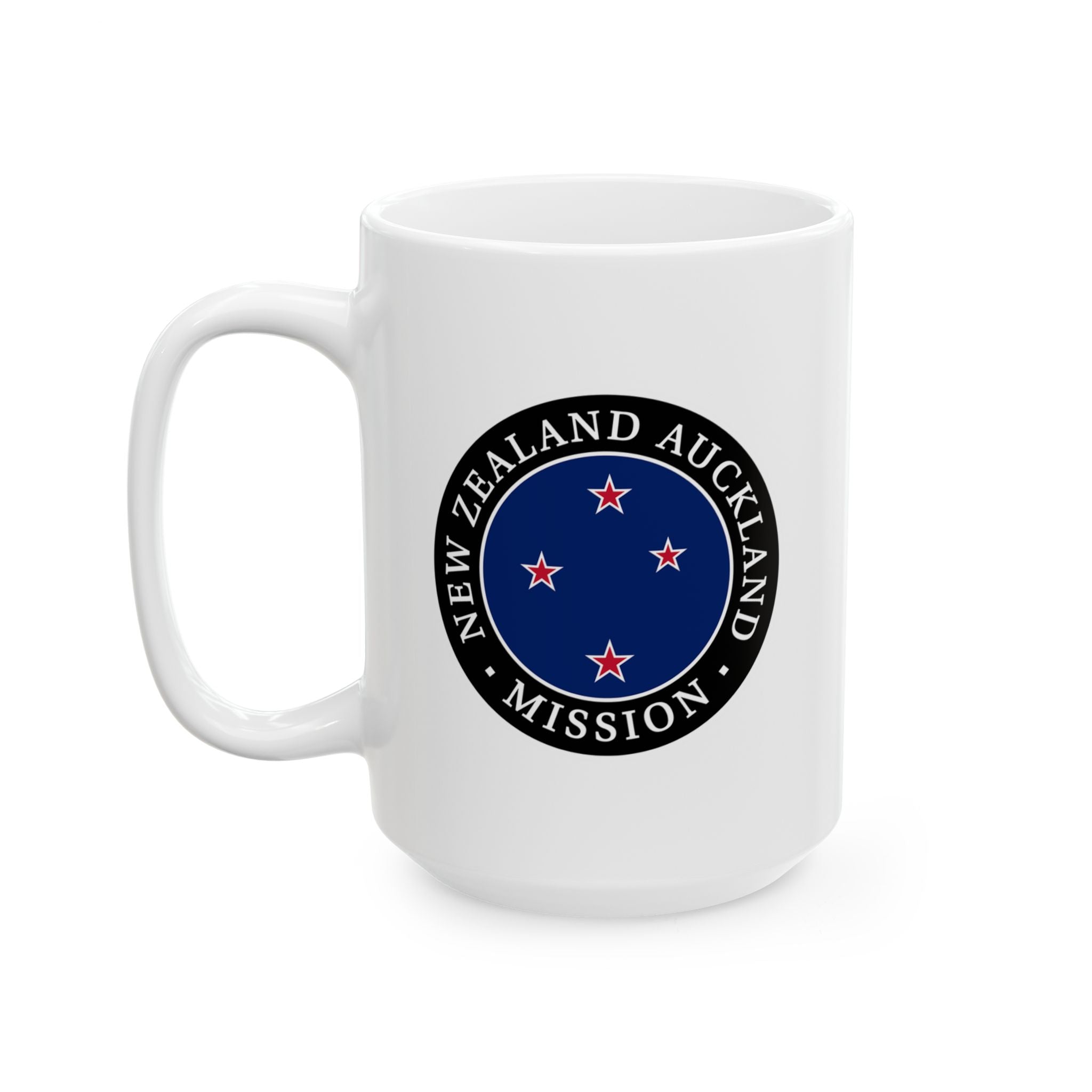 New Zealand Auckland Mission Circular Flag White Ceramic Mug - Latter-Day Saint LDS Missionary Gift - Book of Mormon