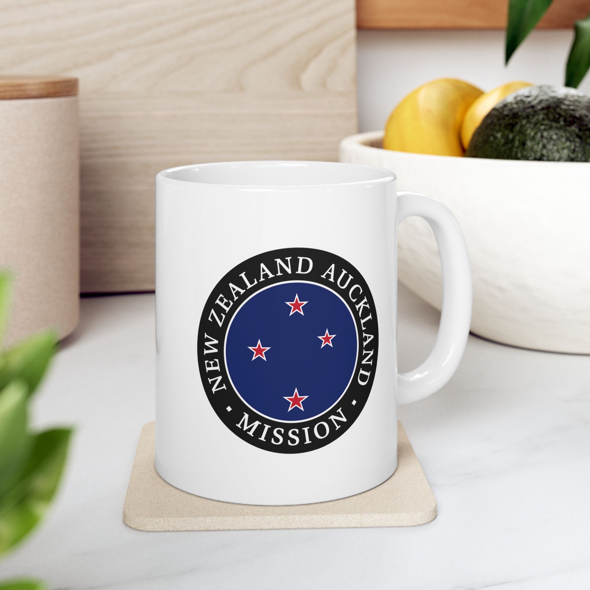 New Zealand Auckland Mission Circular Flag White Ceramic Mug - Latter-Day Saint LDS Missionary Gift - Book of Mormon