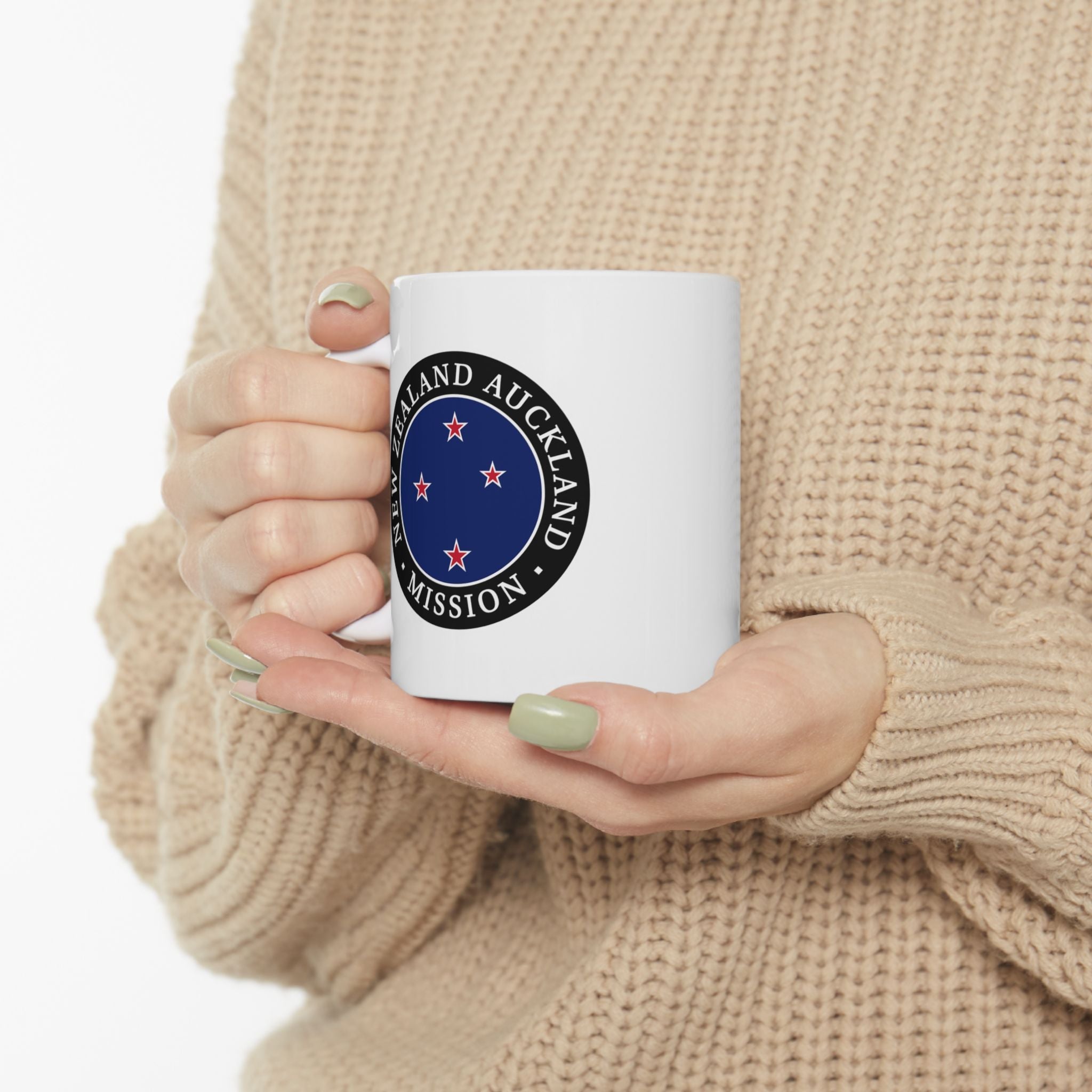 New Zealand Auckland Mission Circular Flag White Ceramic Mug - Latter-Day Saint LDS Missionary Gift - Book of Mormon