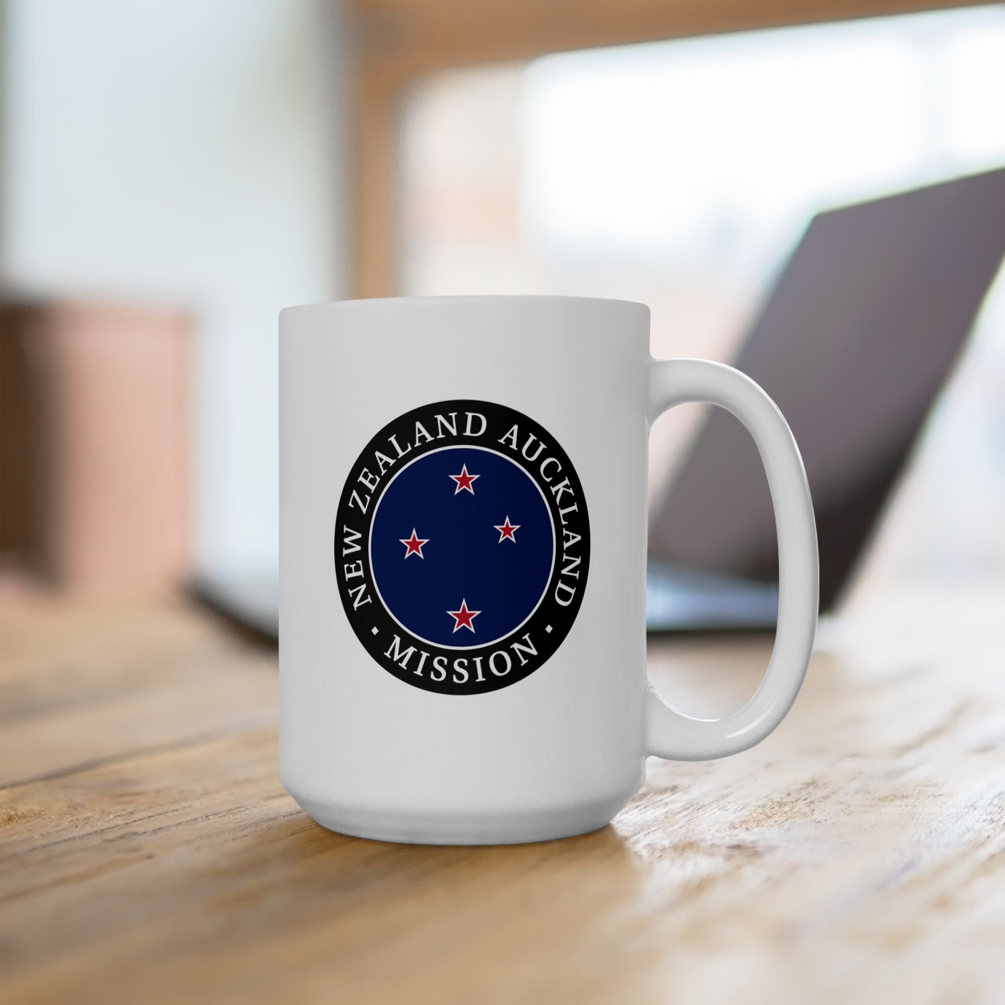 New Zealand Auckland Mission Circular Flag White Ceramic Mug - Latter-Day Saint LDS Missionary Gift - Book of Mormon