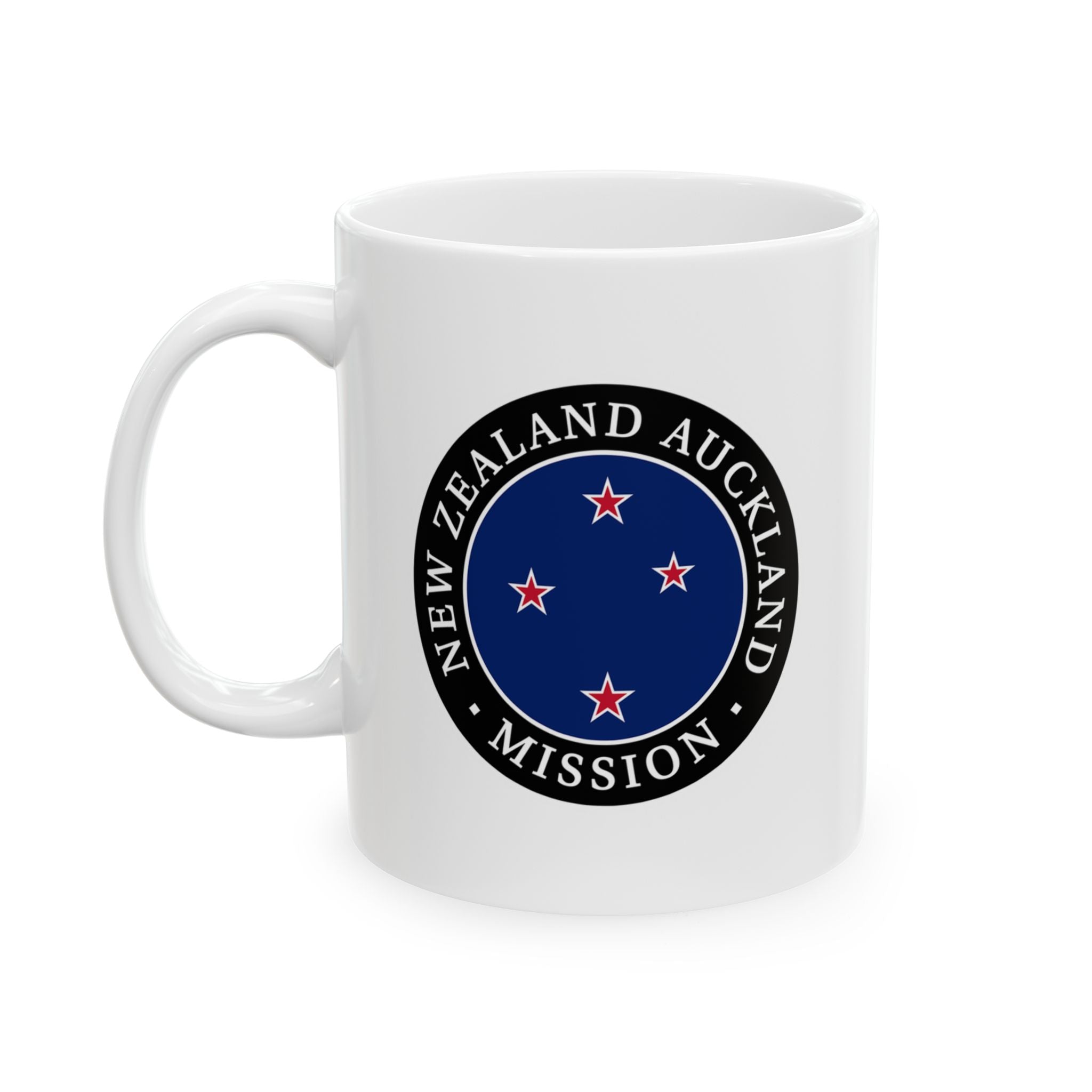 New Zealand Auckland Mission Circular Flag White Ceramic Mug - Latter-Day Saint LDS Missionary Gift - Book of Mormon