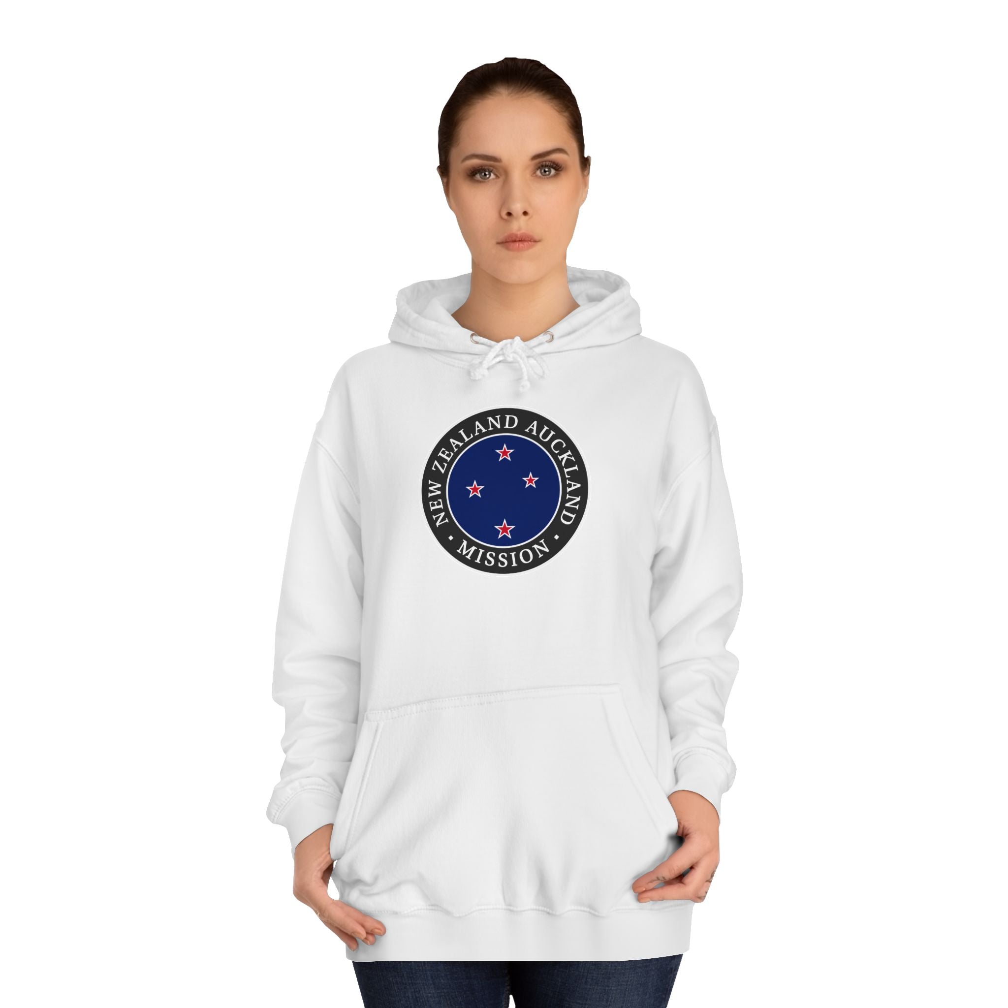 New Zealand Auckland Mission Flag Logo (Black Border) College Hoodie - Latter-Day Saint LDS Missionary Gift - Book of Mormon