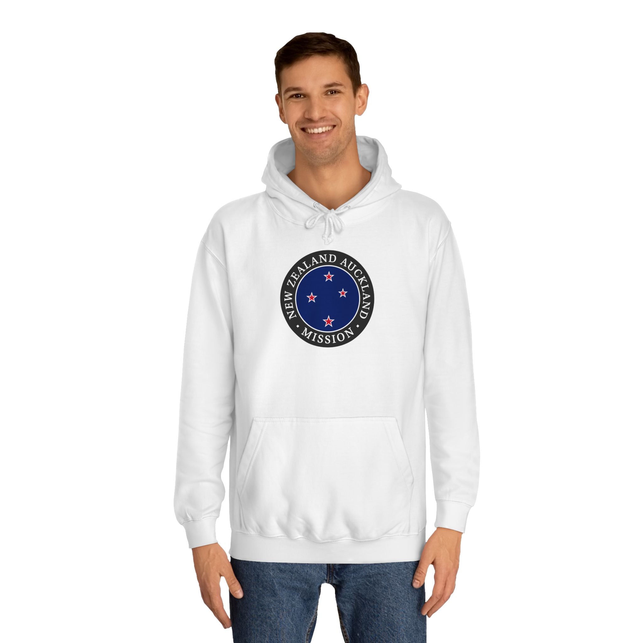 New Zealand Auckland Mission Flag Logo (Black Border) College Hoodie - Latter-Day Saint LDS Missionary Gift - Book of Mormon